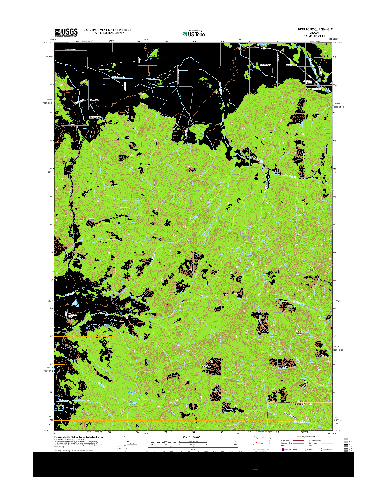 USGS US TOPO 7.5-MINUTE MAP FOR UNION POINT, OR 2017