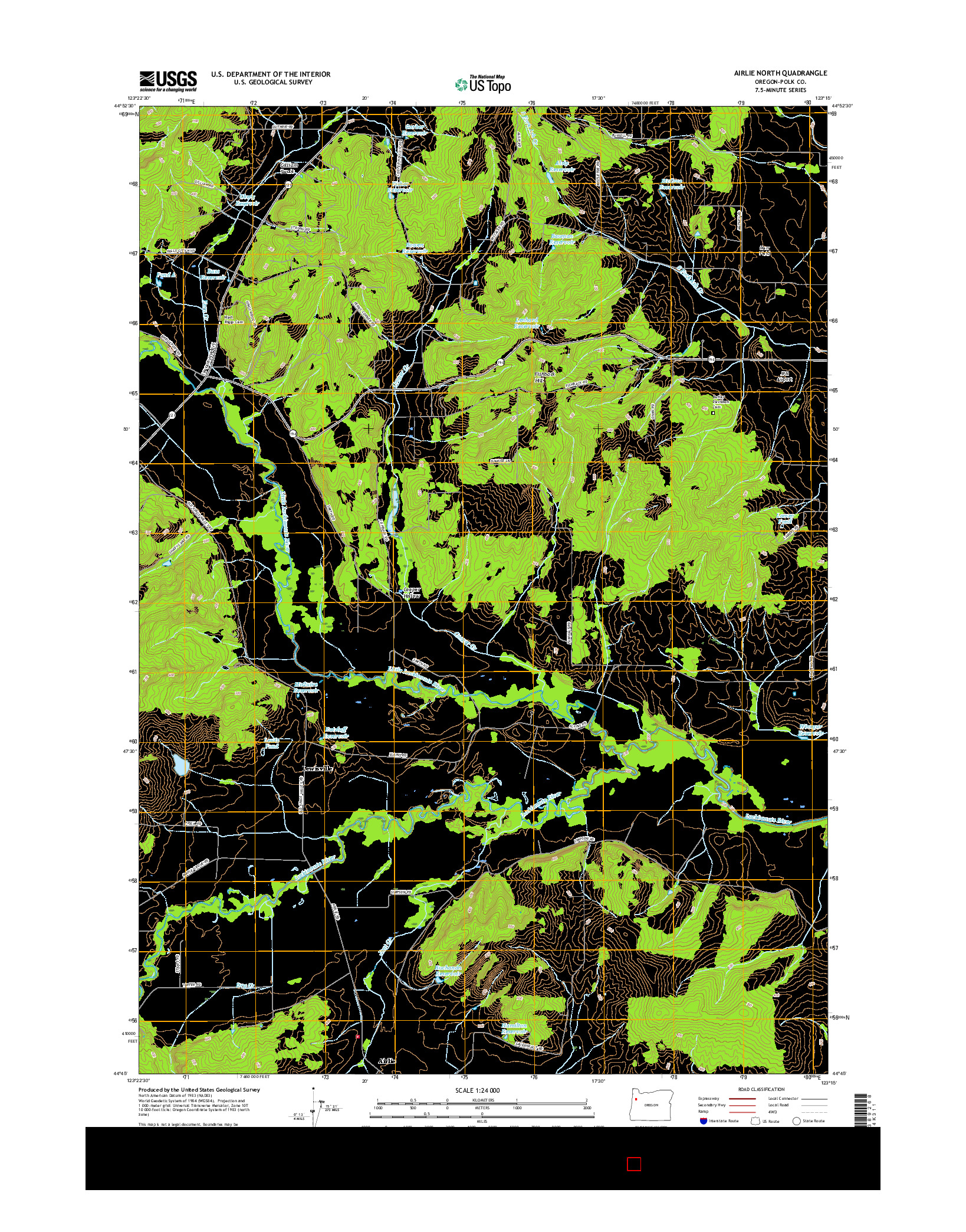 USGS US TOPO 7.5-MINUTE MAP FOR AIRLIE NORTH, OR 2017