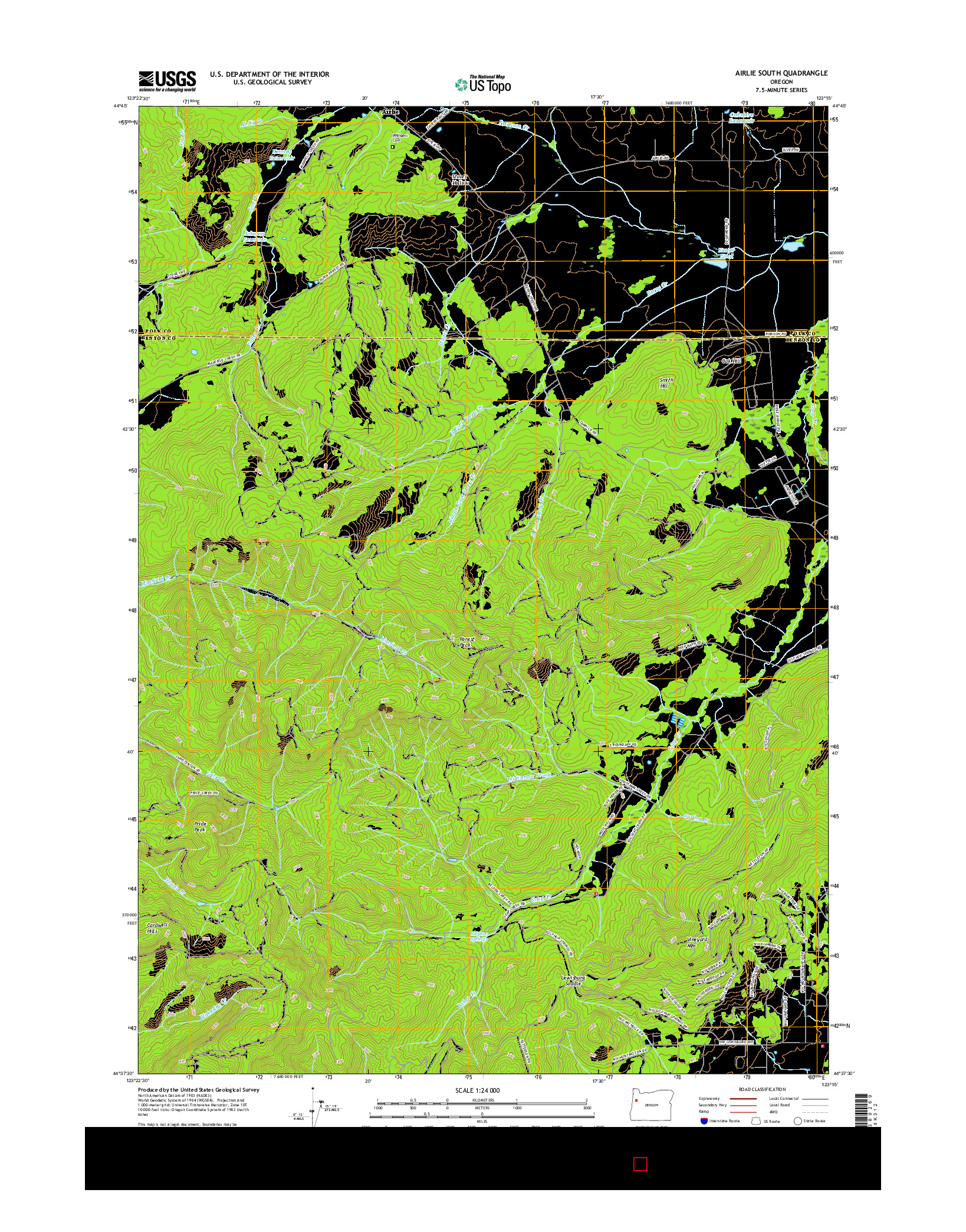 USGS US TOPO 7.5-MINUTE MAP FOR AIRLIE SOUTH, OR 2017