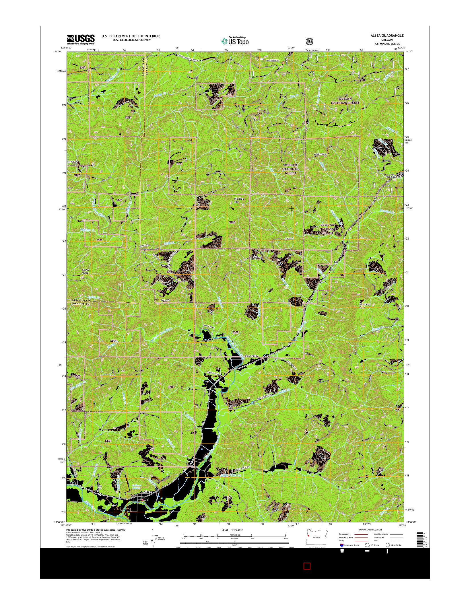 USGS US TOPO 7.5-MINUTE MAP FOR ALSEA, OR 2017