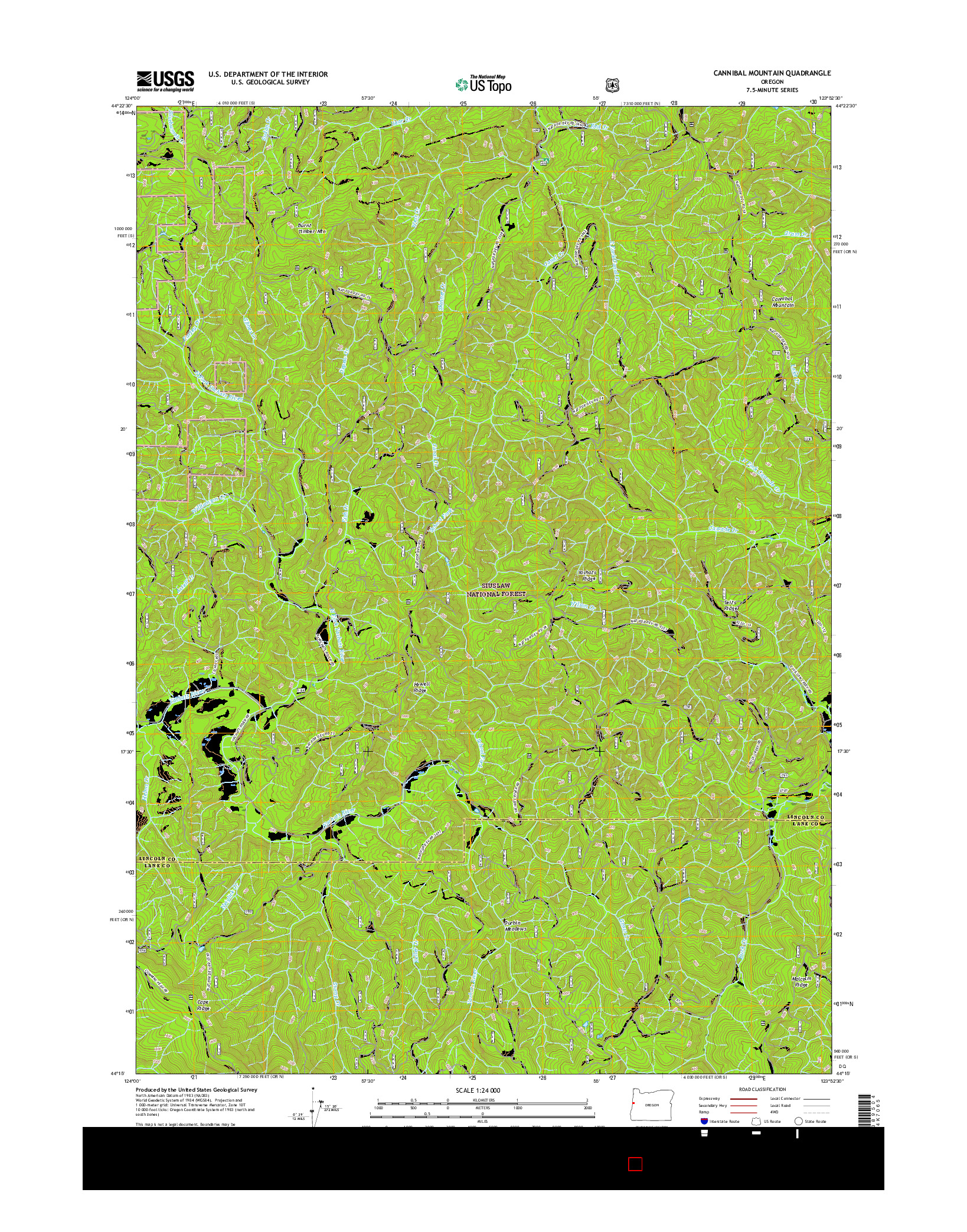 USGS US TOPO 7.5-MINUTE MAP FOR CANNIBAL MOUNTAIN, OR 2017