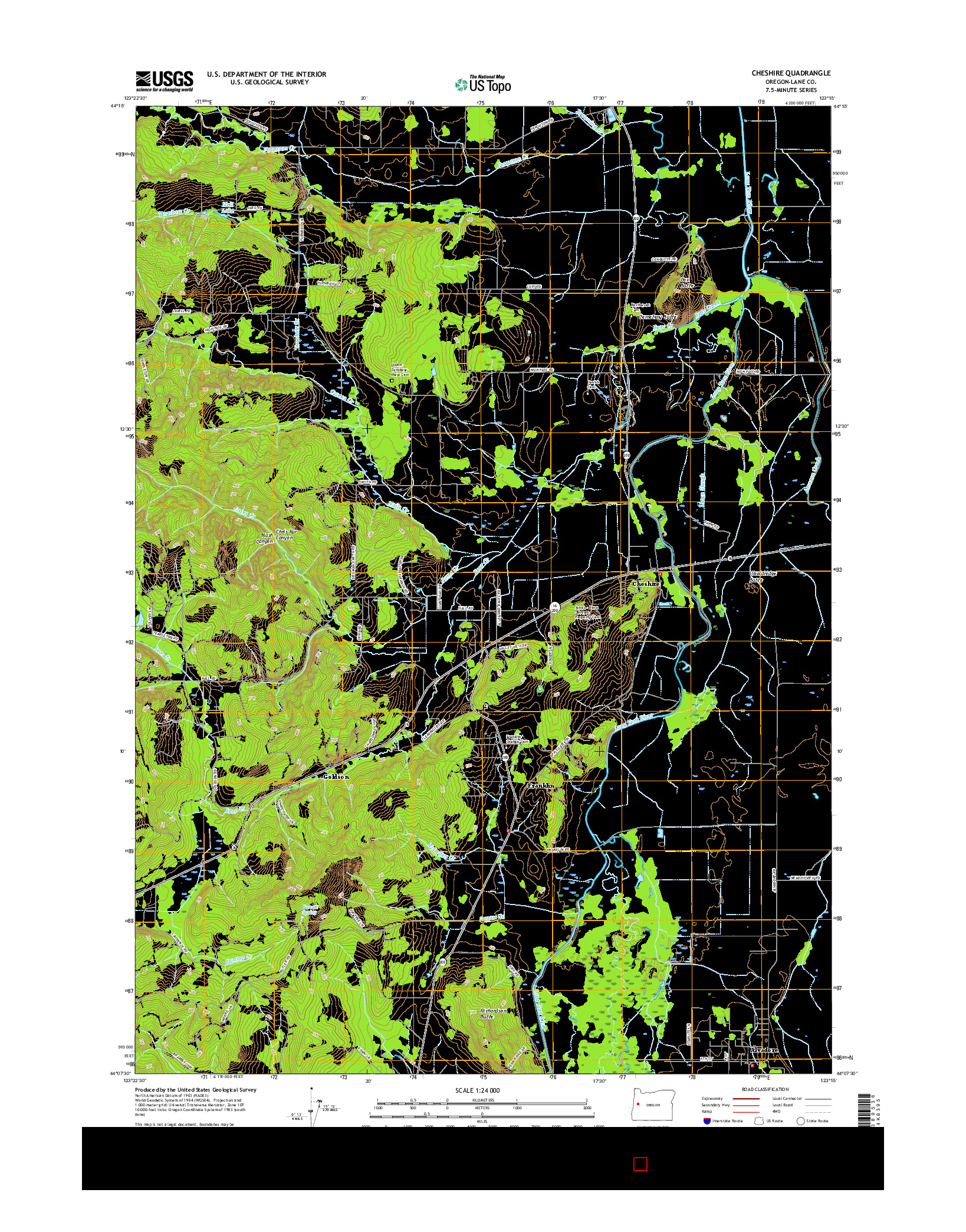 USGS US TOPO 7.5-MINUTE MAP FOR CHESHIRE, OR 2017