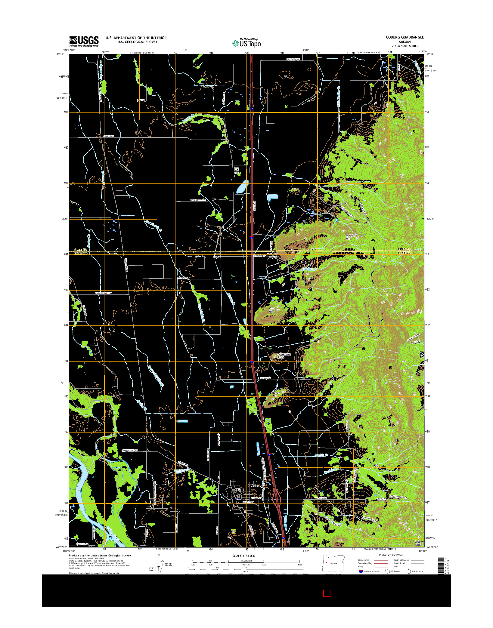 USGS US TOPO 7.5-MINUTE MAP FOR COBURG, OR 2017