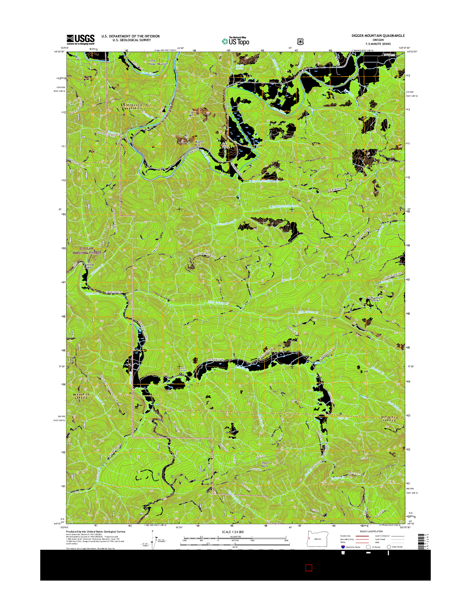 USGS US TOPO 7.5-MINUTE MAP FOR DIGGER MOUNTAIN, OR 2017