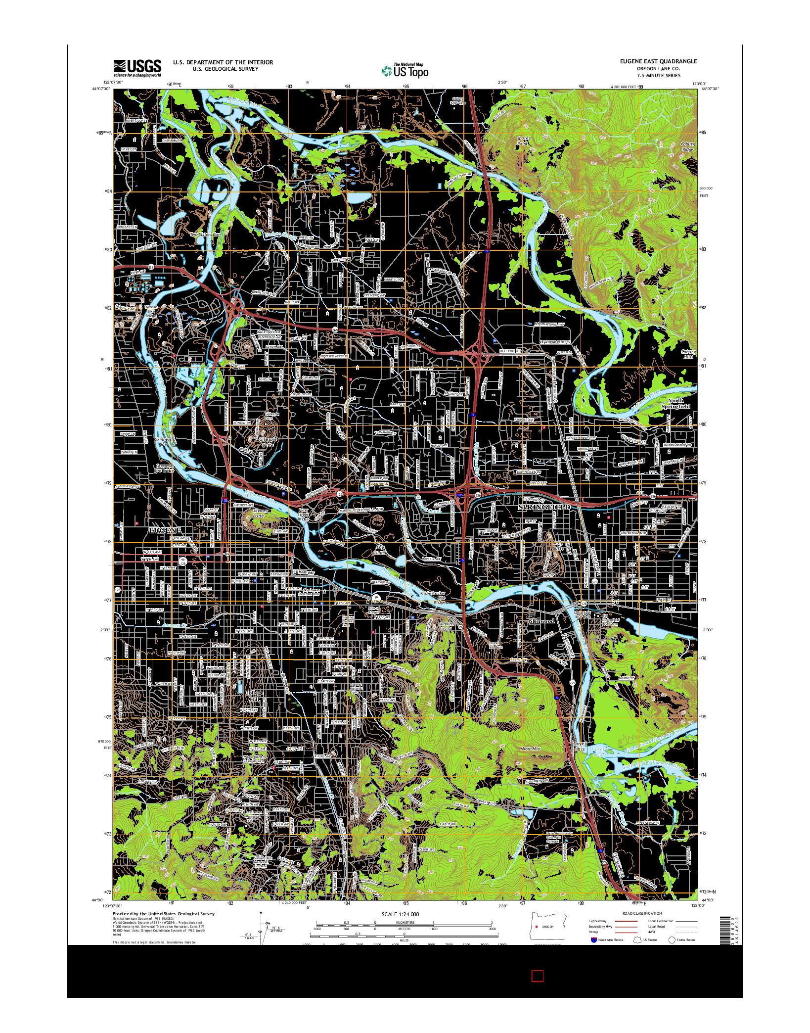 USGS US TOPO 7.5-MINUTE MAP FOR EUGENE EAST, OR 2017