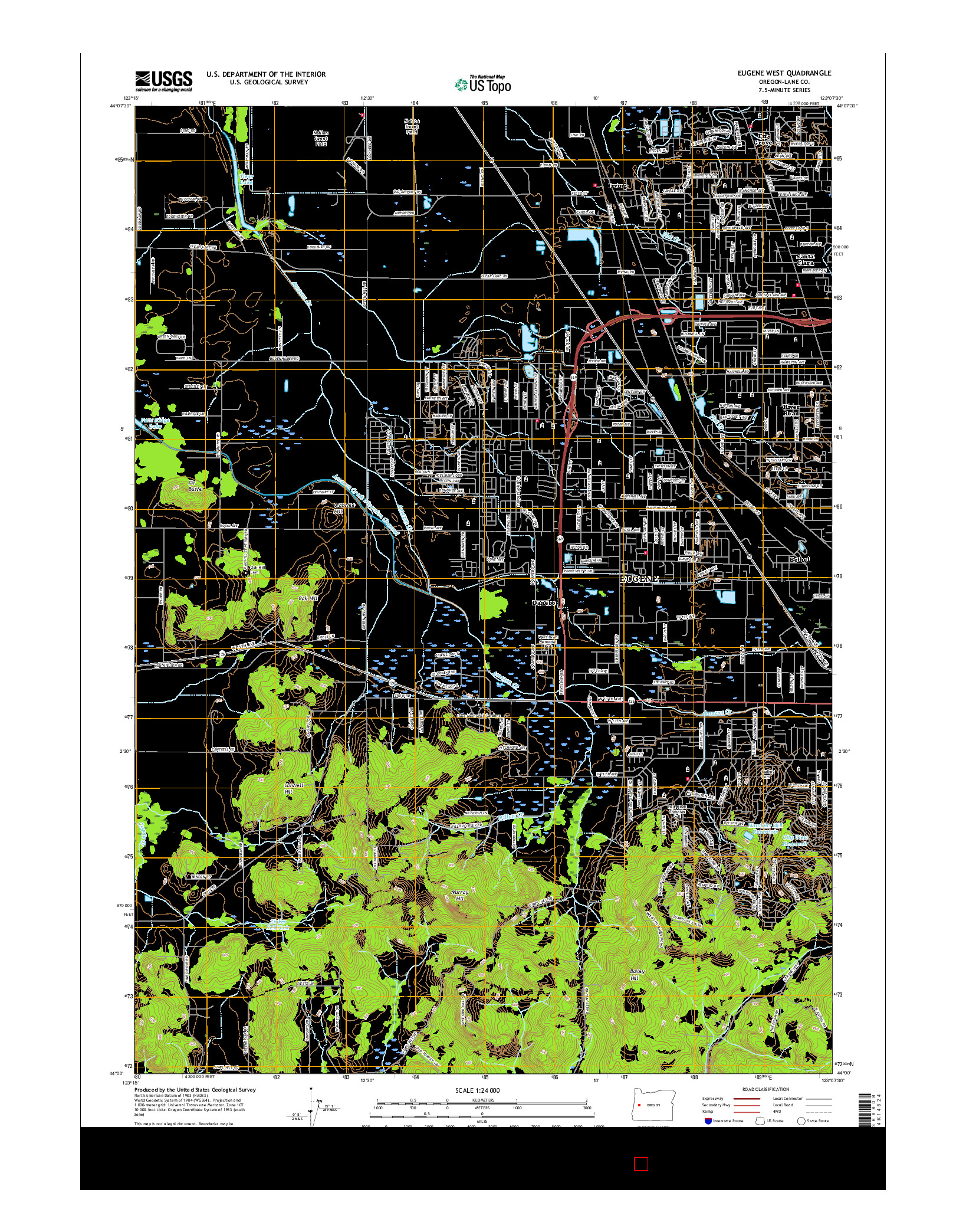 USGS US TOPO 7.5-MINUTE MAP FOR EUGENE WEST, OR 2017