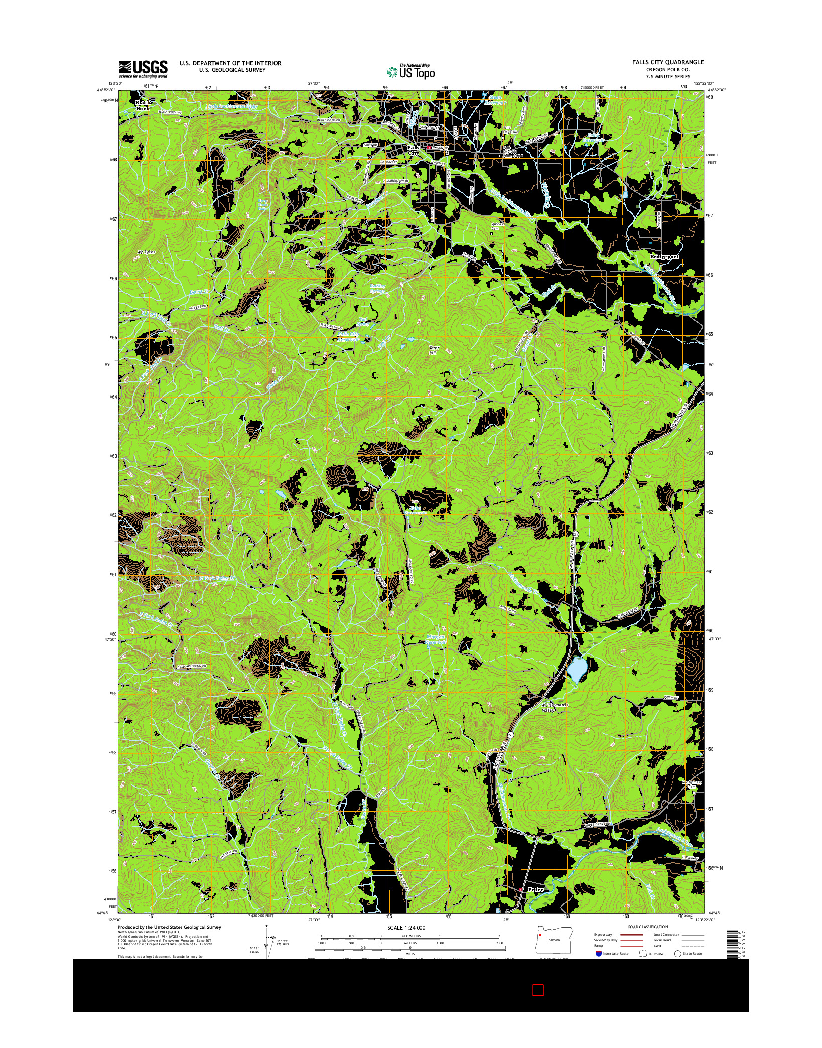 USGS US TOPO 7.5-MINUTE MAP FOR FALLS CITY, OR 2017