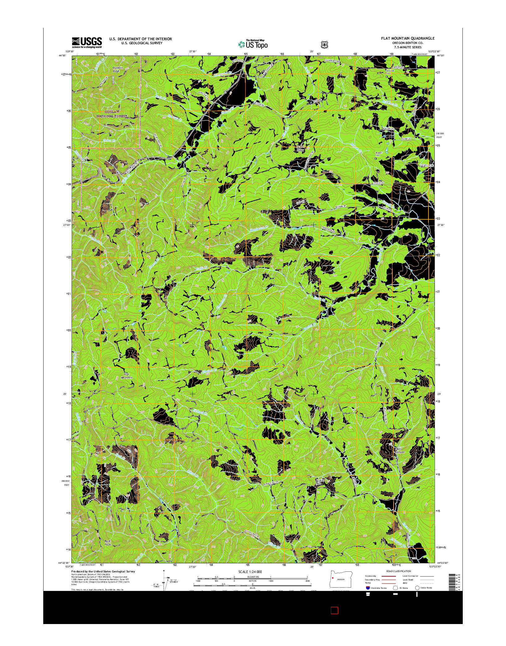 USGS US TOPO 7.5-MINUTE MAP FOR FLAT MOUNTAIN, OR 2017