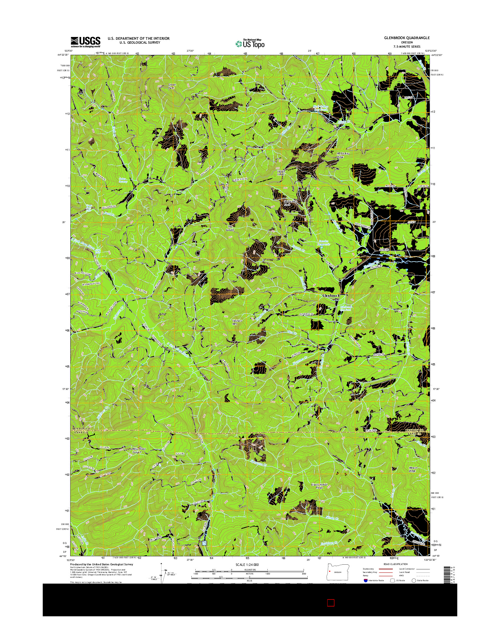 USGS US TOPO 7.5-MINUTE MAP FOR GLENBROOK, OR 2017