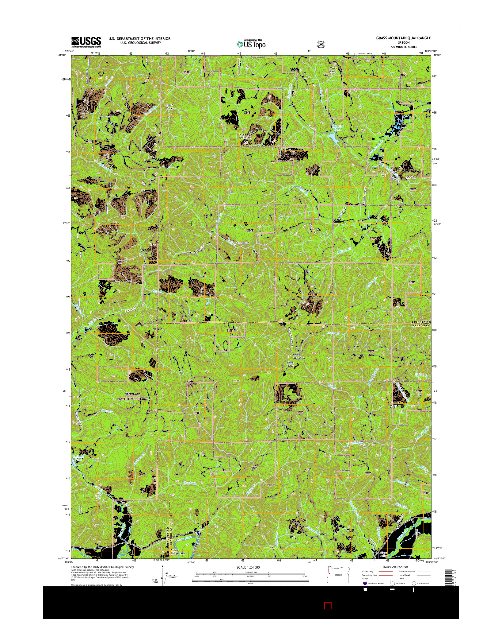 USGS US TOPO 7.5-MINUTE MAP FOR GRASS MOUNTAIN, OR 2017
