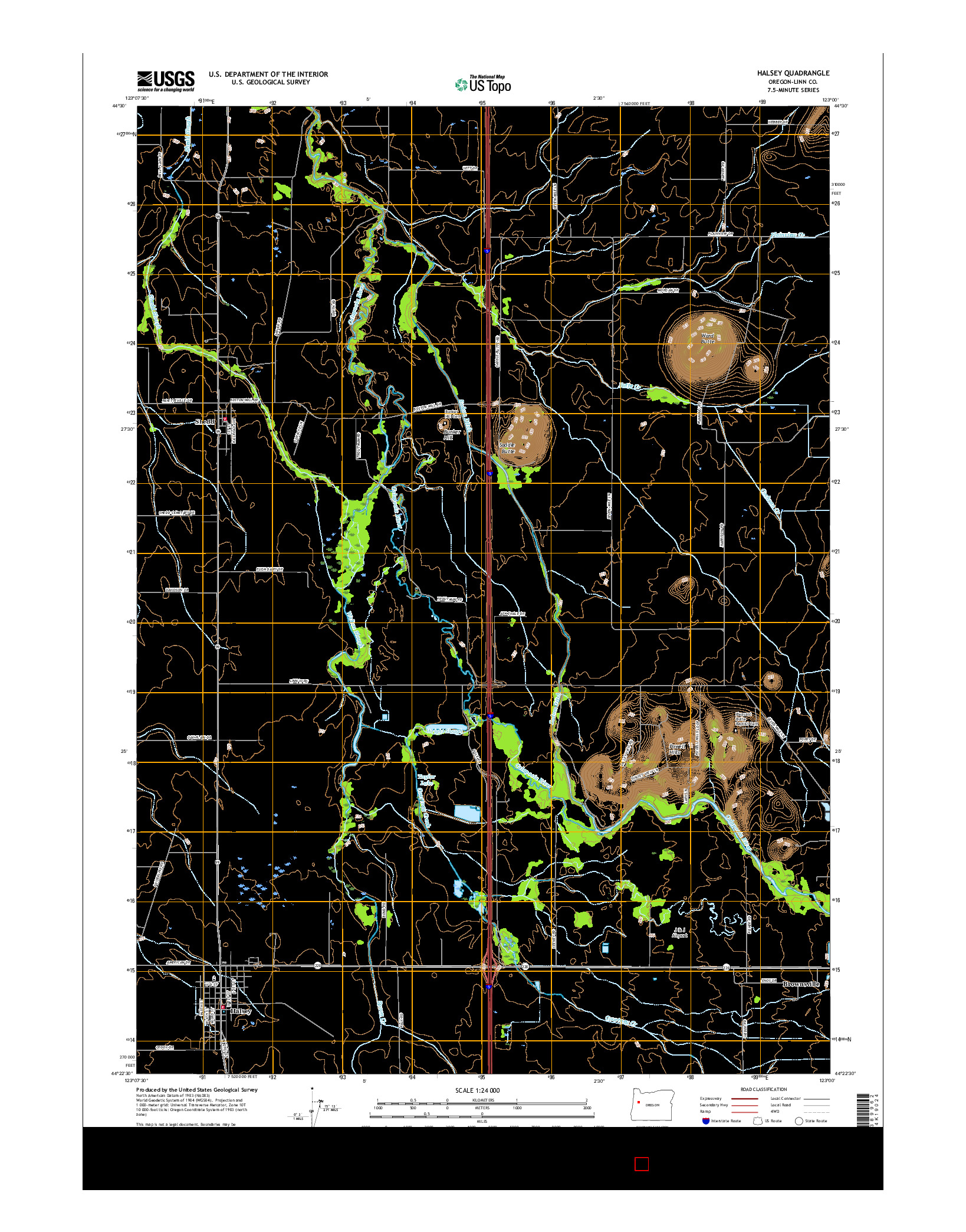 USGS US TOPO 7.5-MINUTE MAP FOR HALSEY, OR 2017