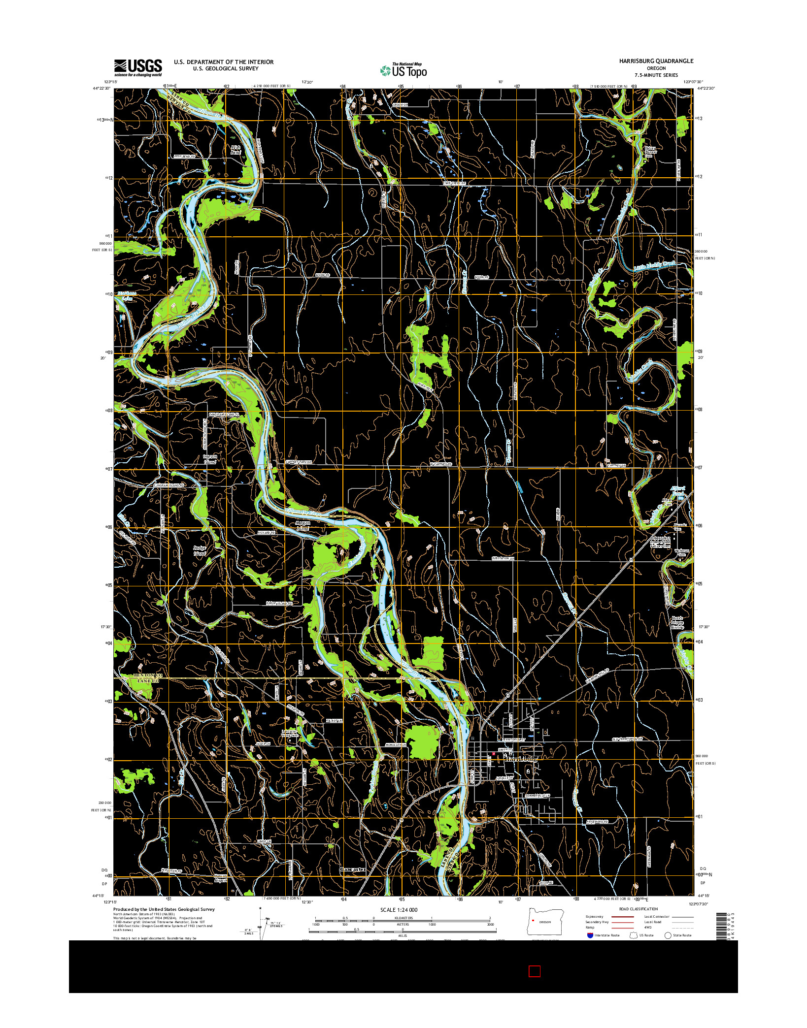 USGS US TOPO 7.5-MINUTE MAP FOR HARRISBURG, OR 2017