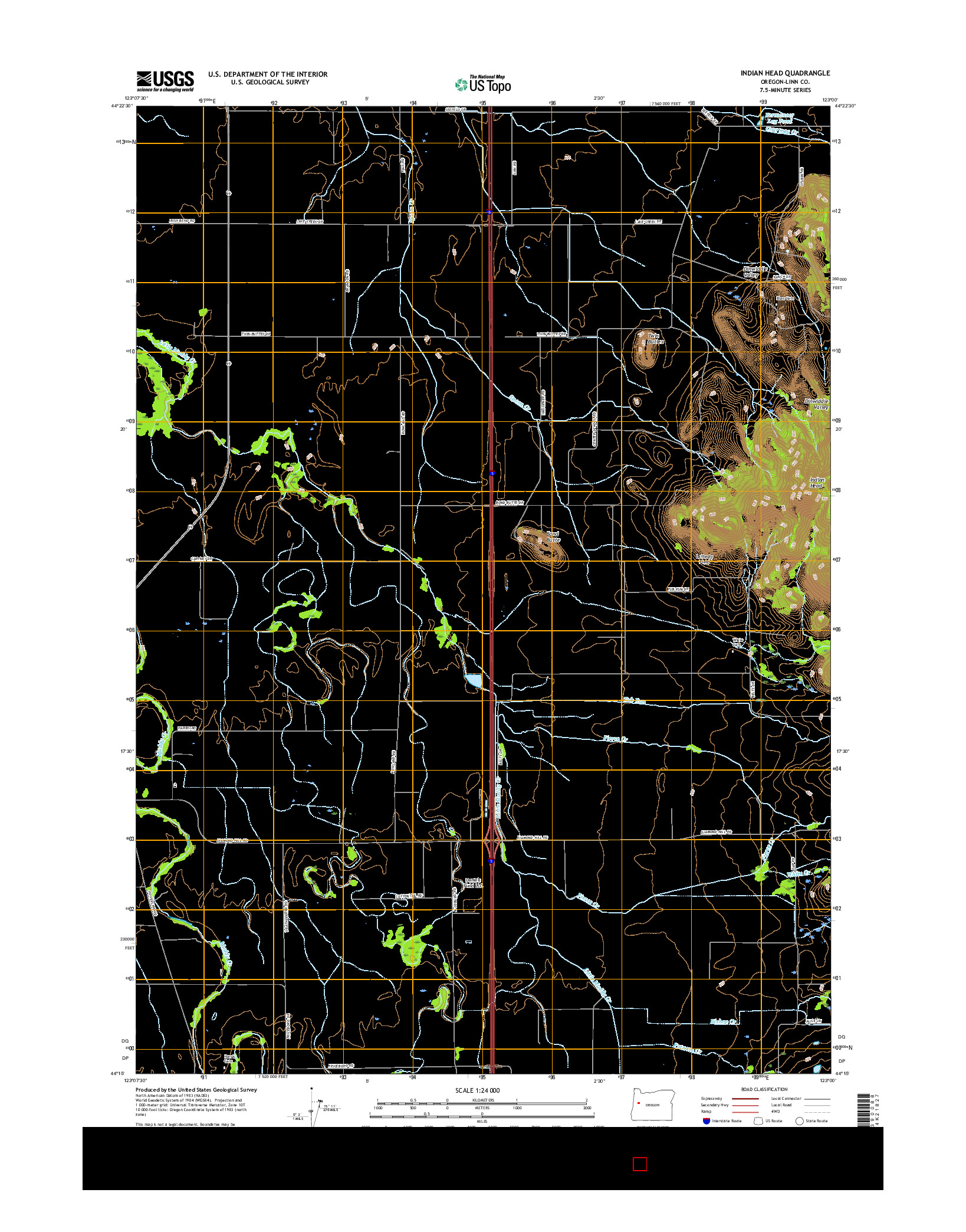 USGS US TOPO 7.5-MINUTE MAP FOR INDIAN HEAD, OR 2017