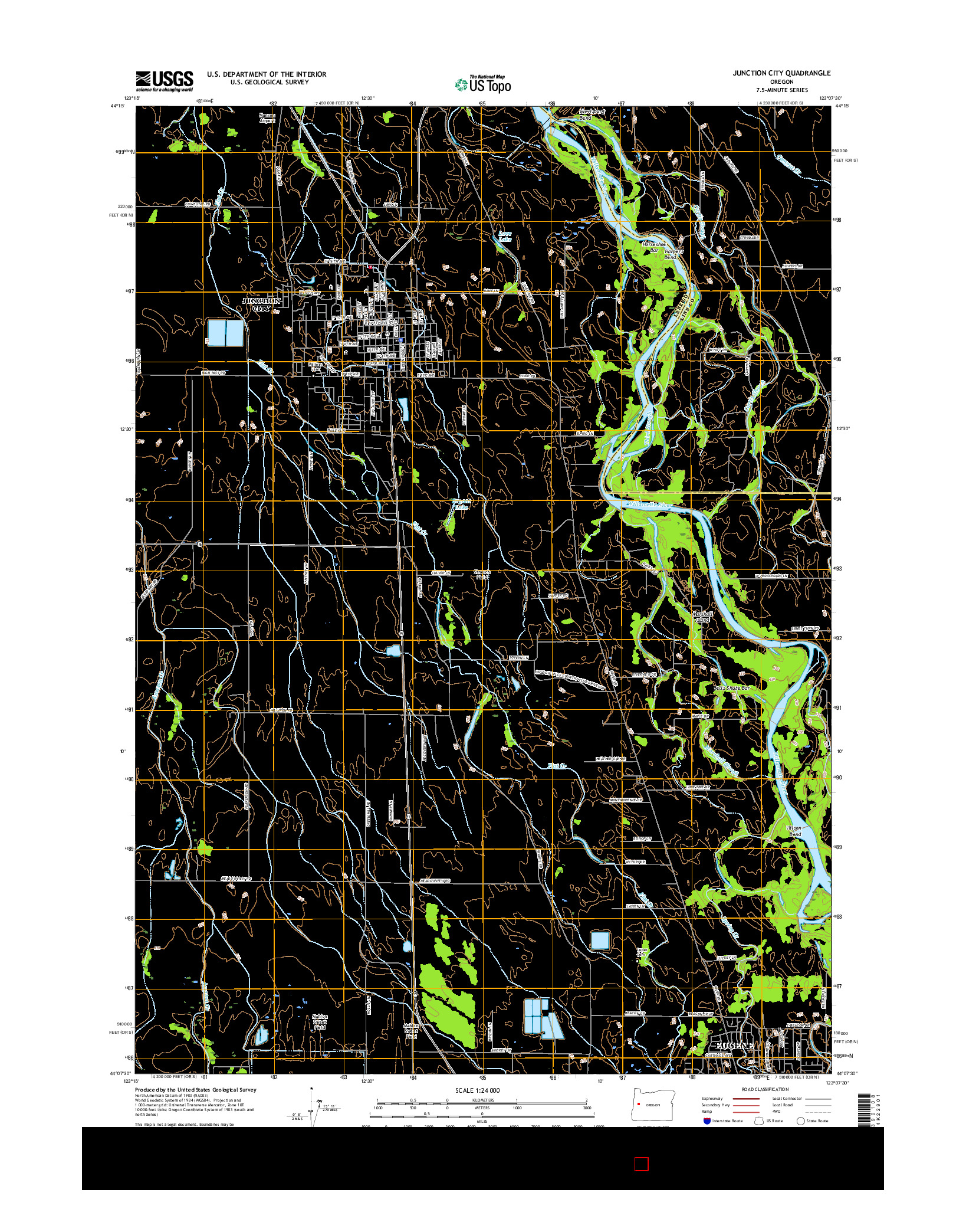 USGS US TOPO 7.5-MINUTE MAP FOR JUNCTION CITY, OR 2017