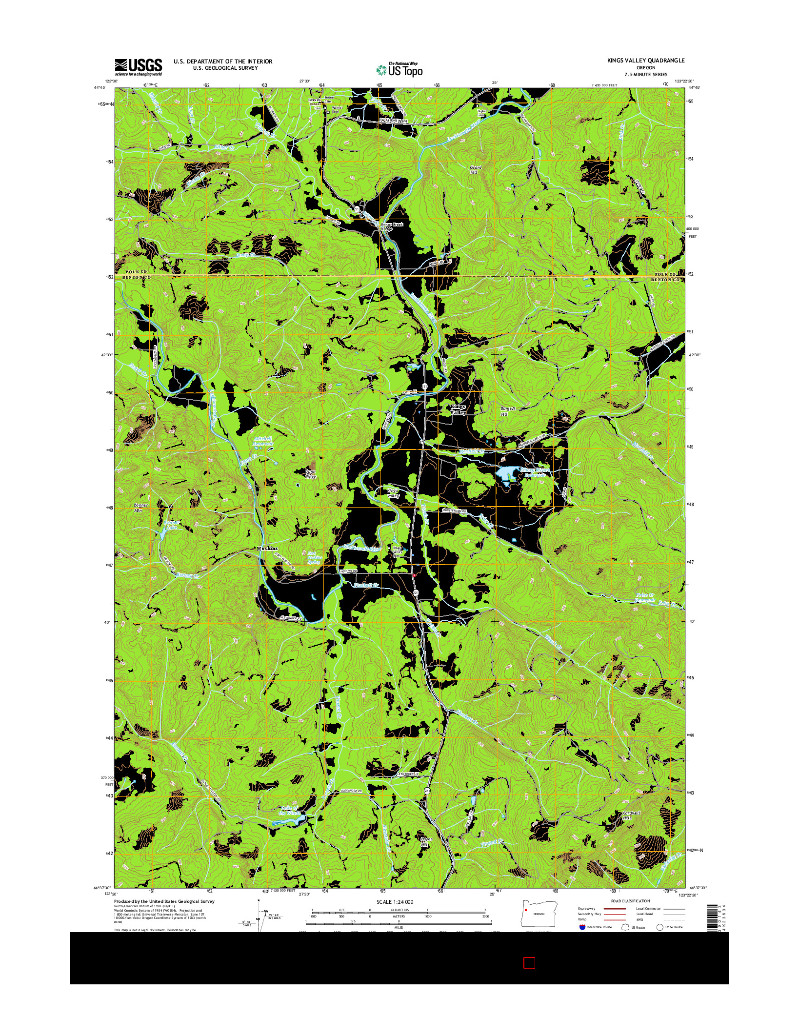 USGS US TOPO 7.5-MINUTE MAP FOR KINGS VALLEY, OR 2017