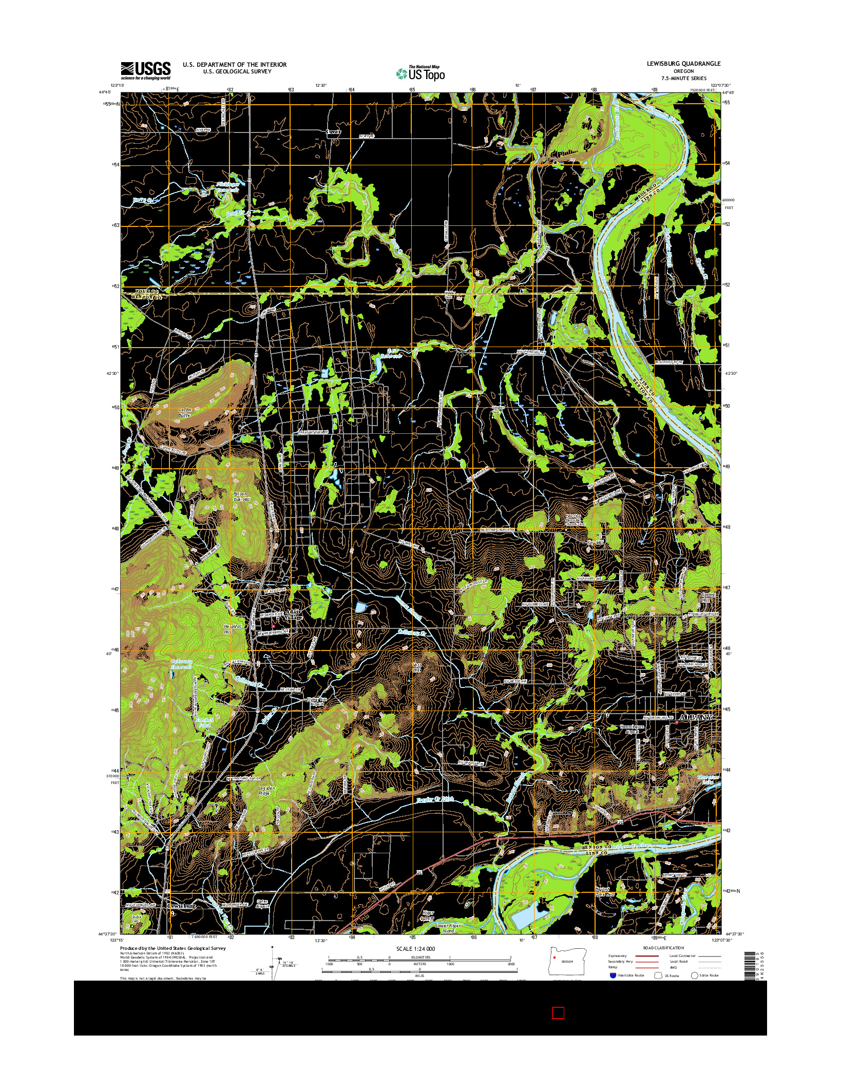 USGS US TOPO 7.5-MINUTE MAP FOR LEWISBURG, OR 2017