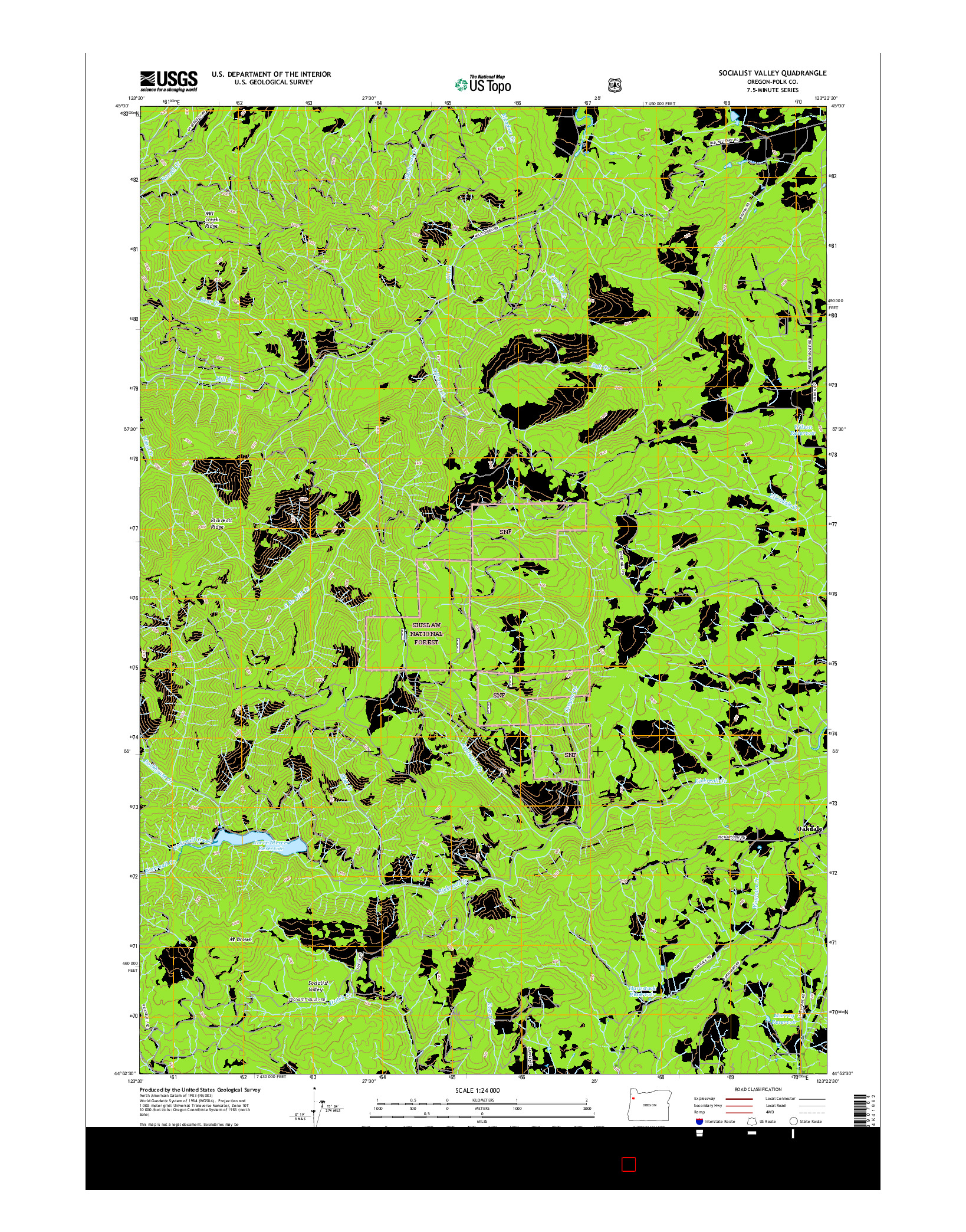 USGS US TOPO 7.5-MINUTE MAP FOR SOCIALIST VALLEY, OR 2017