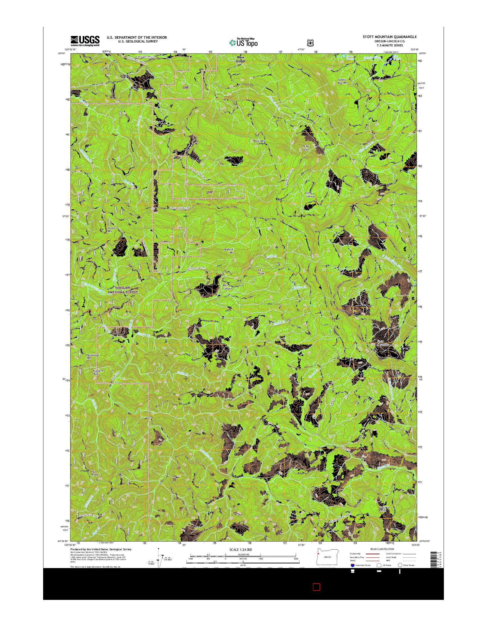 USGS US TOPO 7.5-MINUTE MAP FOR STOTT MOUNTAIN, OR 2017