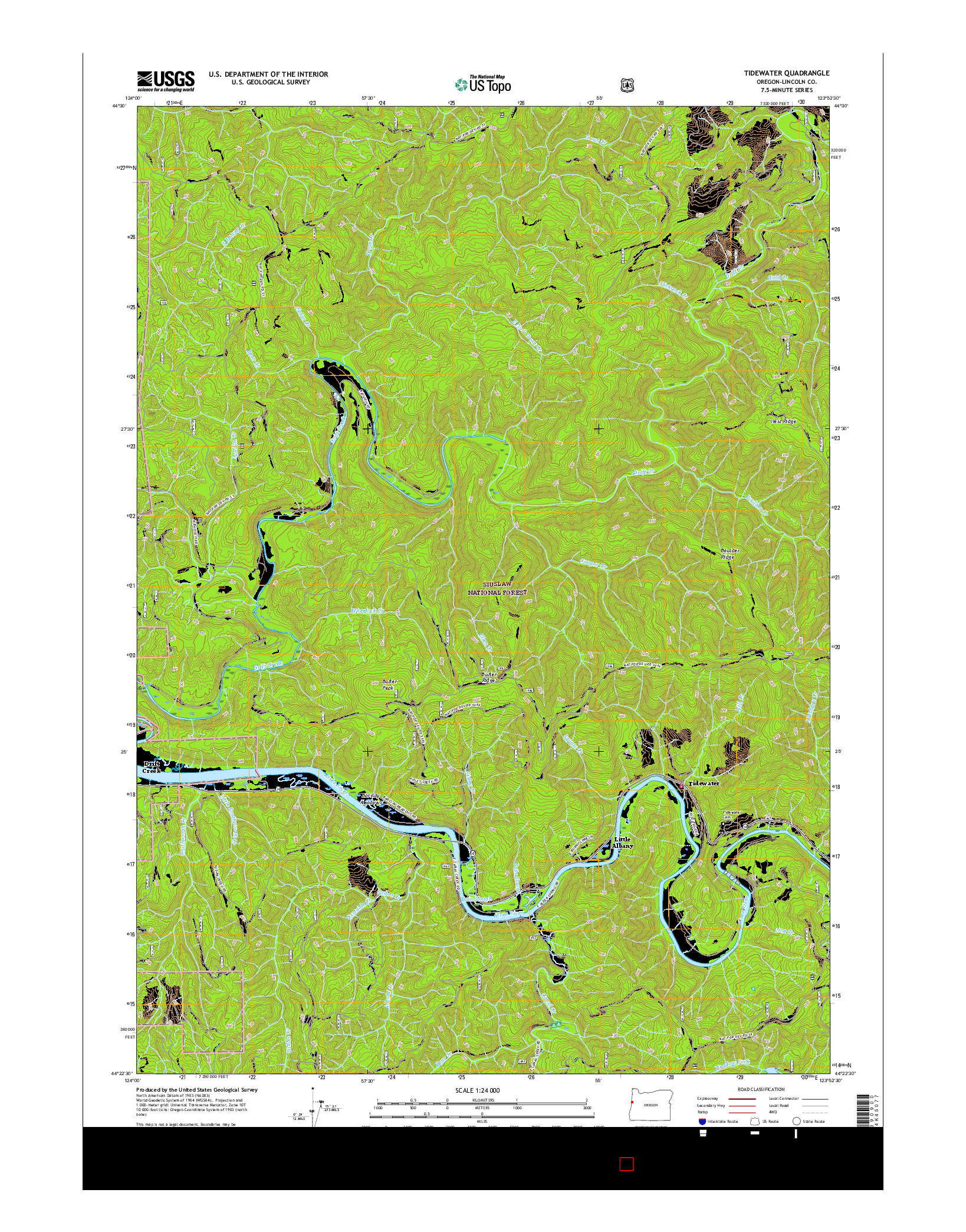 USGS US TOPO 7.5-MINUTE MAP FOR TIDEWATER, OR 2017