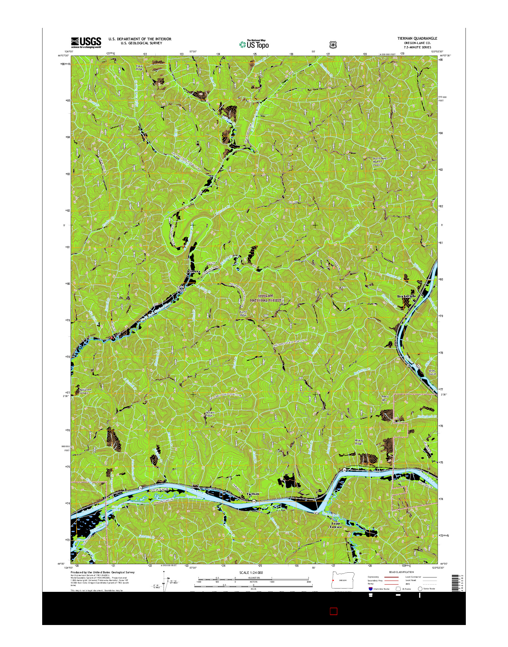 USGS US TOPO 7.5-MINUTE MAP FOR TIERNAN, OR 2017