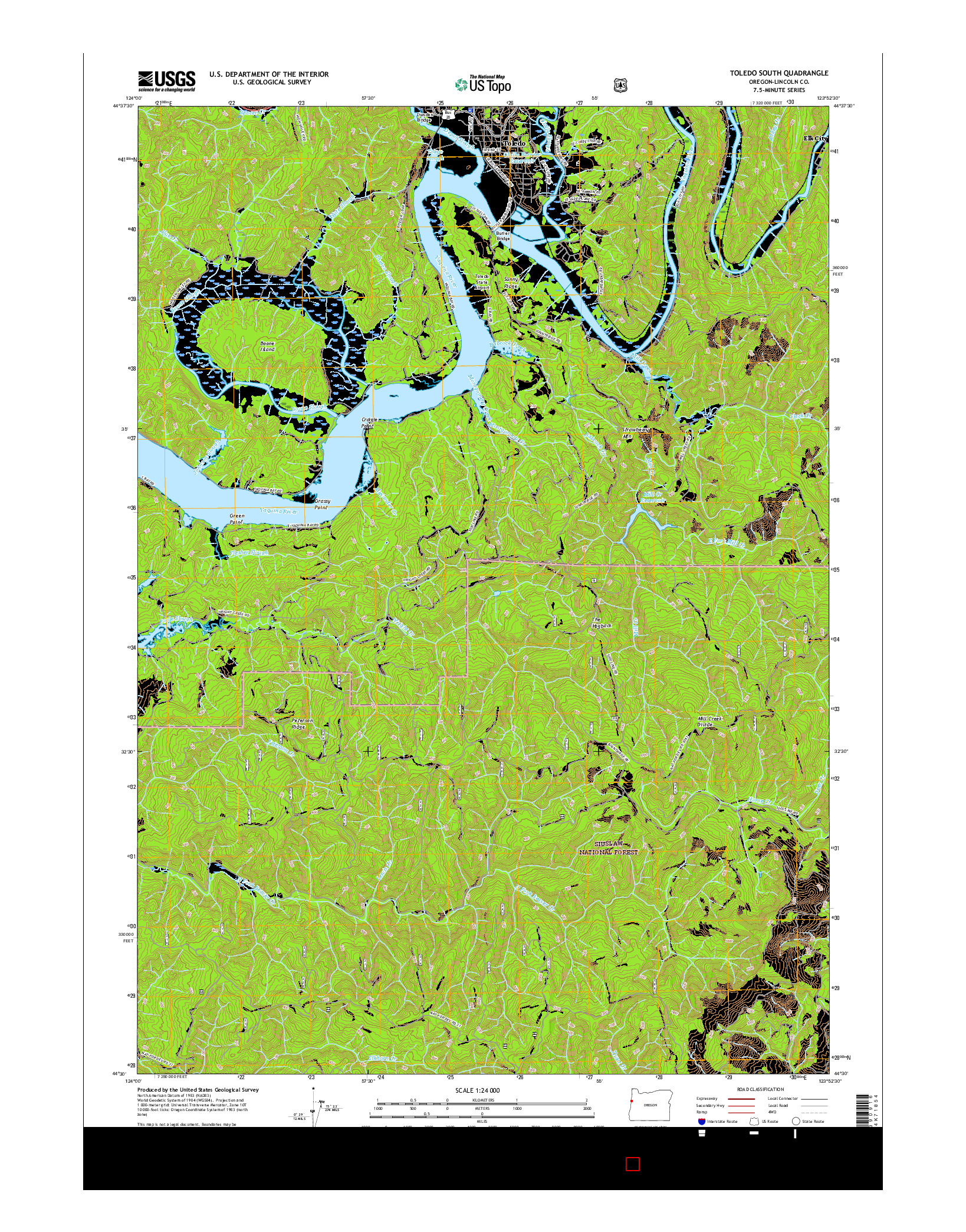 USGS US TOPO 7.5-MINUTE MAP FOR TOLEDO SOUTH, OR 2017
