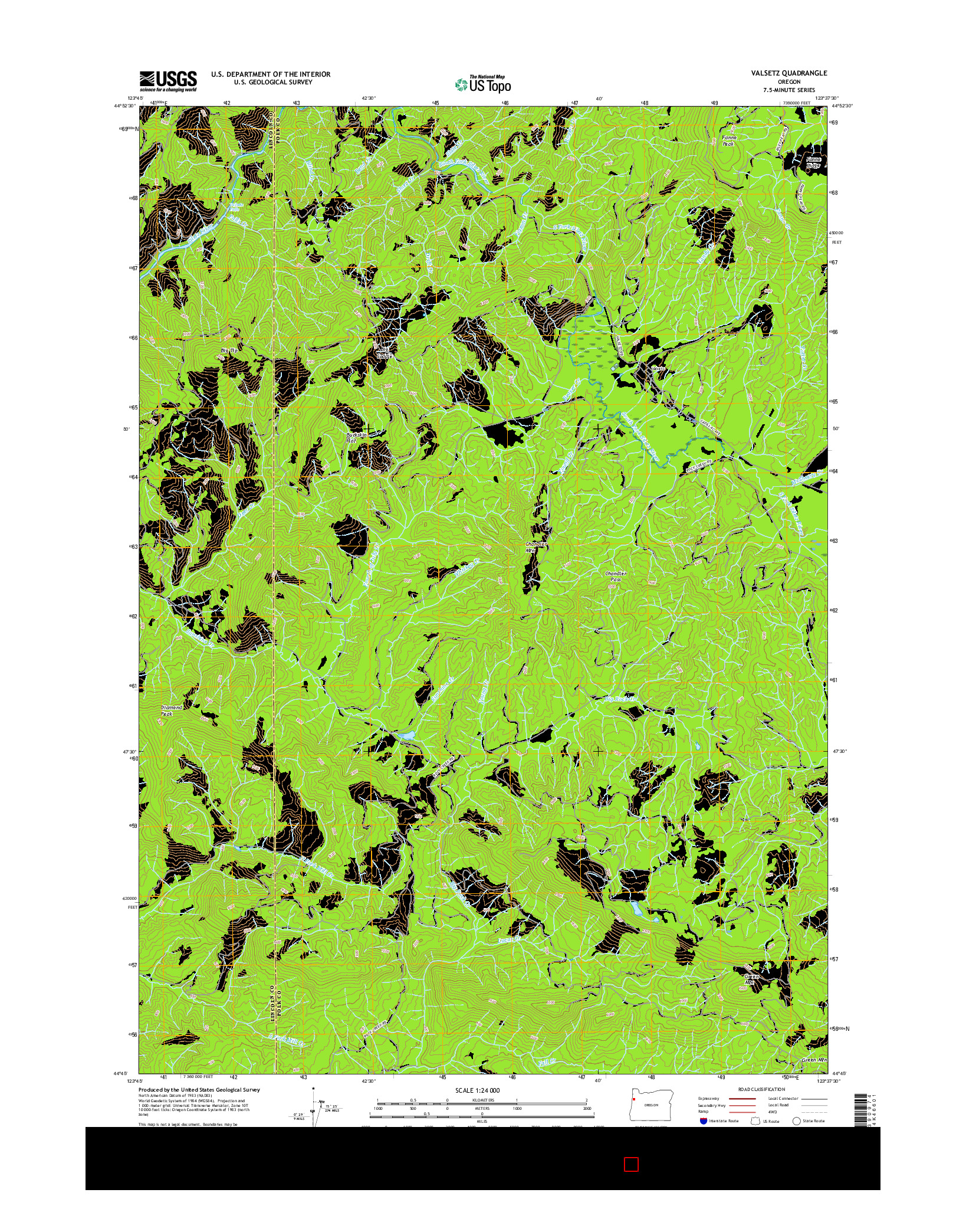 USGS US TOPO 7.5-MINUTE MAP FOR VALSETZ, OR 2017