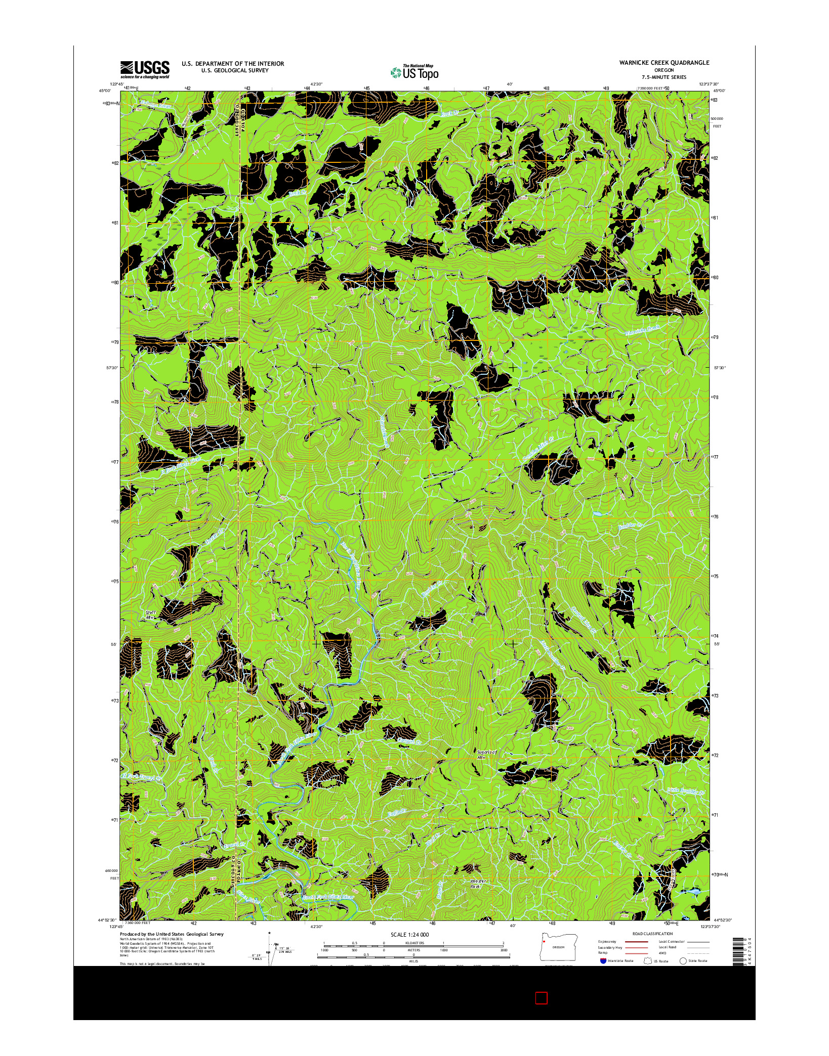 USGS US TOPO 7.5-MINUTE MAP FOR WARNICKE CREEK, OR 2017