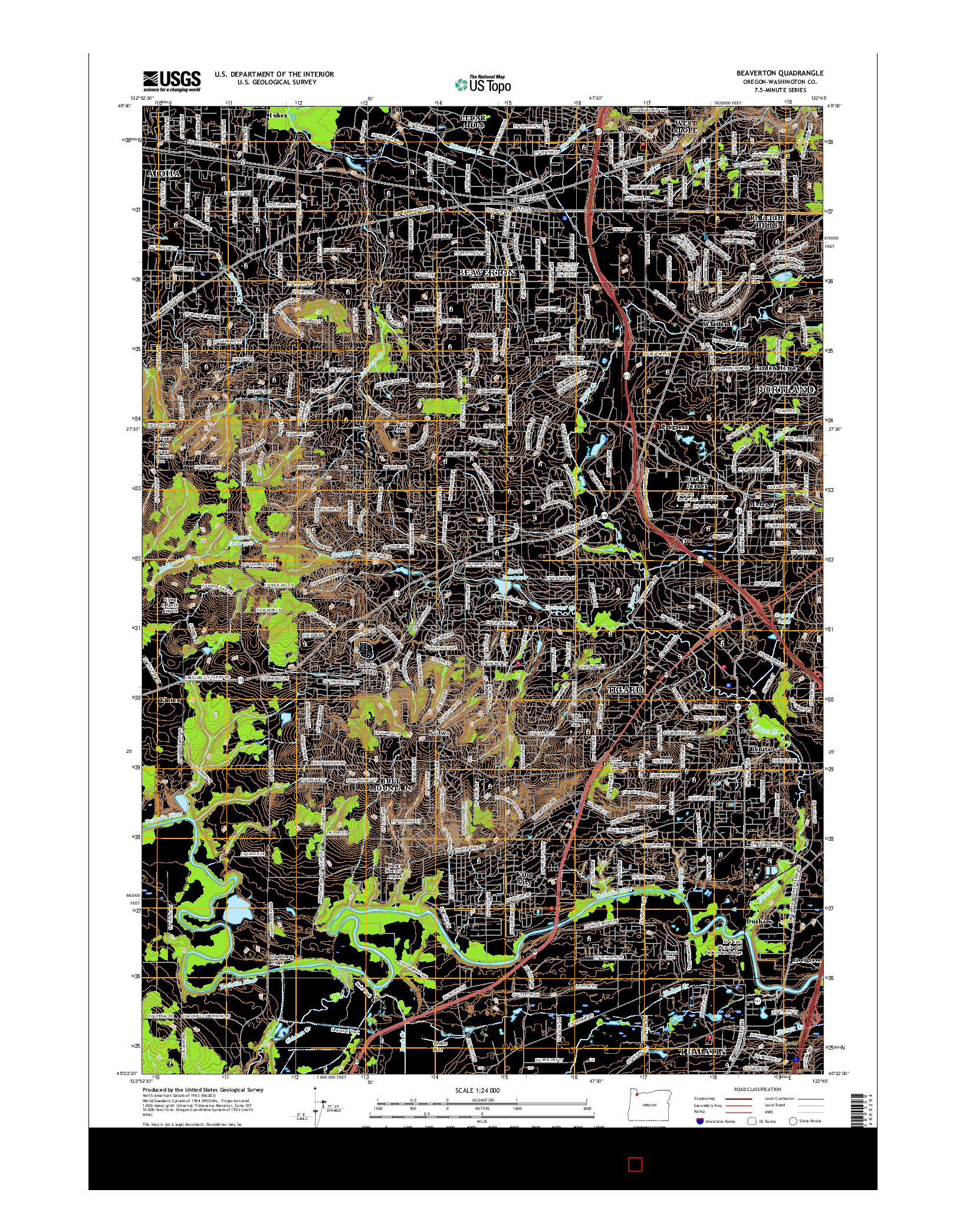 USGS US TOPO 7.5-MINUTE MAP FOR BEAVERTON, OR 2017