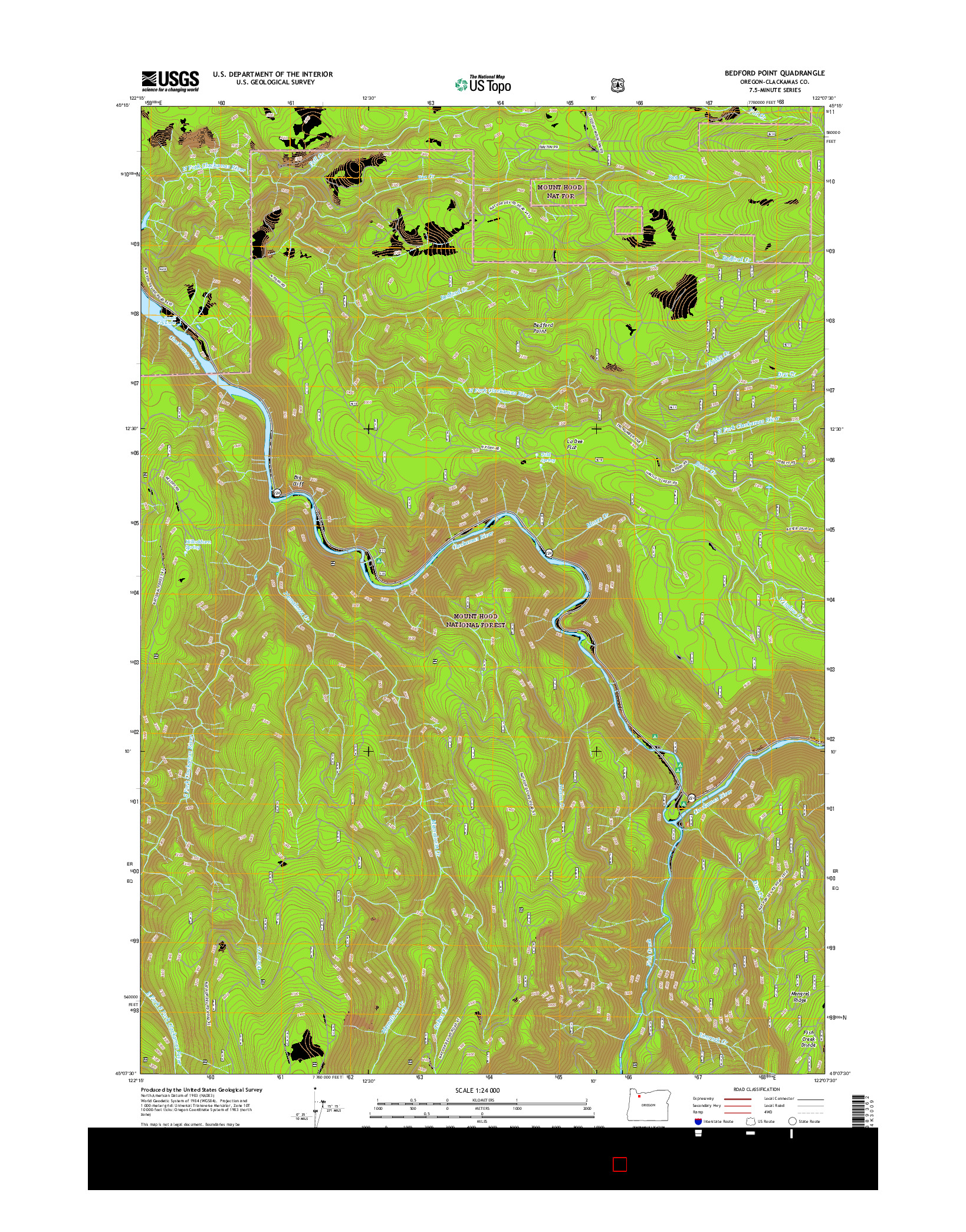 USGS US TOPO 7.5-MINUTE MAP FOR BEDFORD POINT, OR 2017