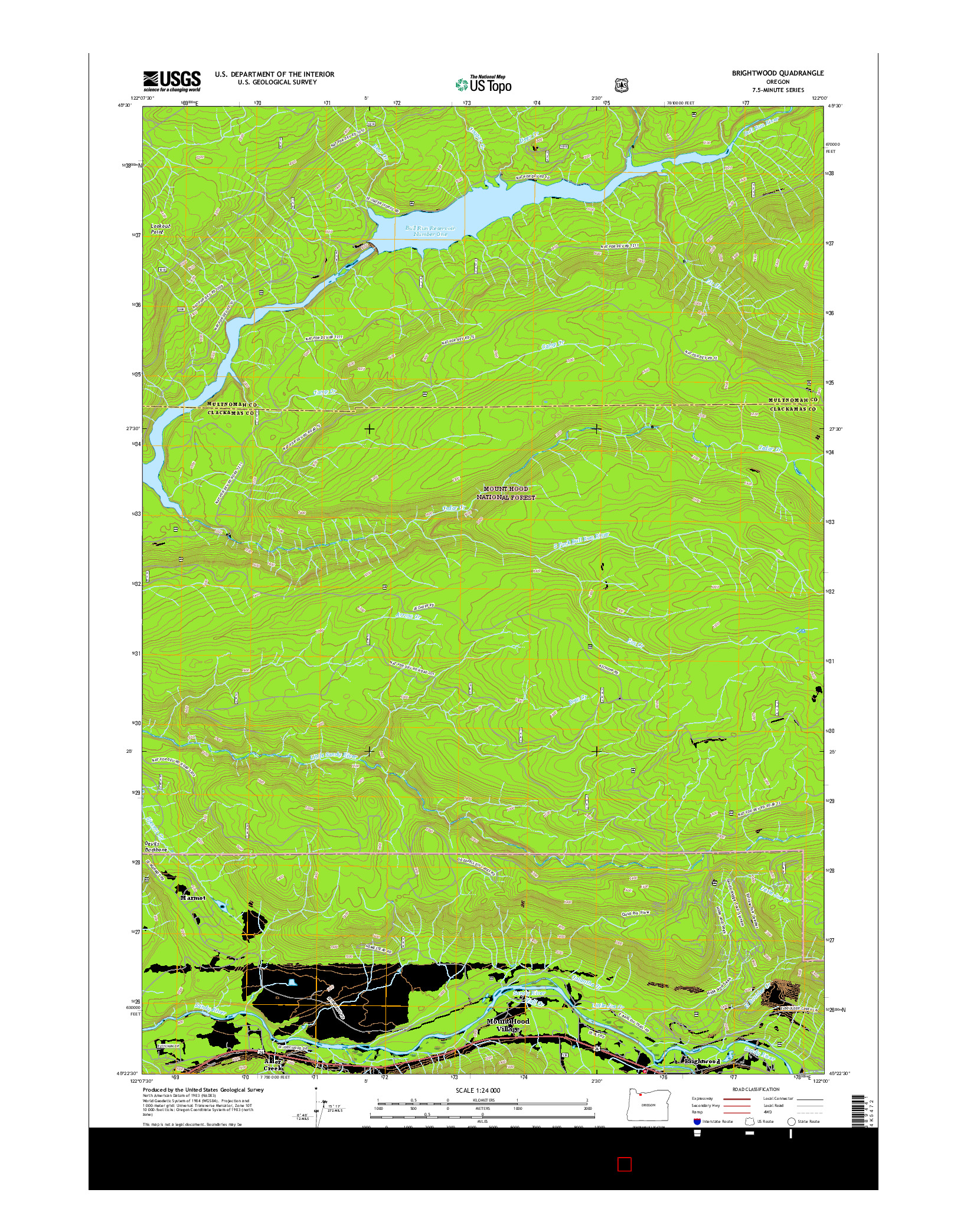 USGS US TOPO 7.5-MINUTE MAP FOR BRIGHTWOOD, OR 2017