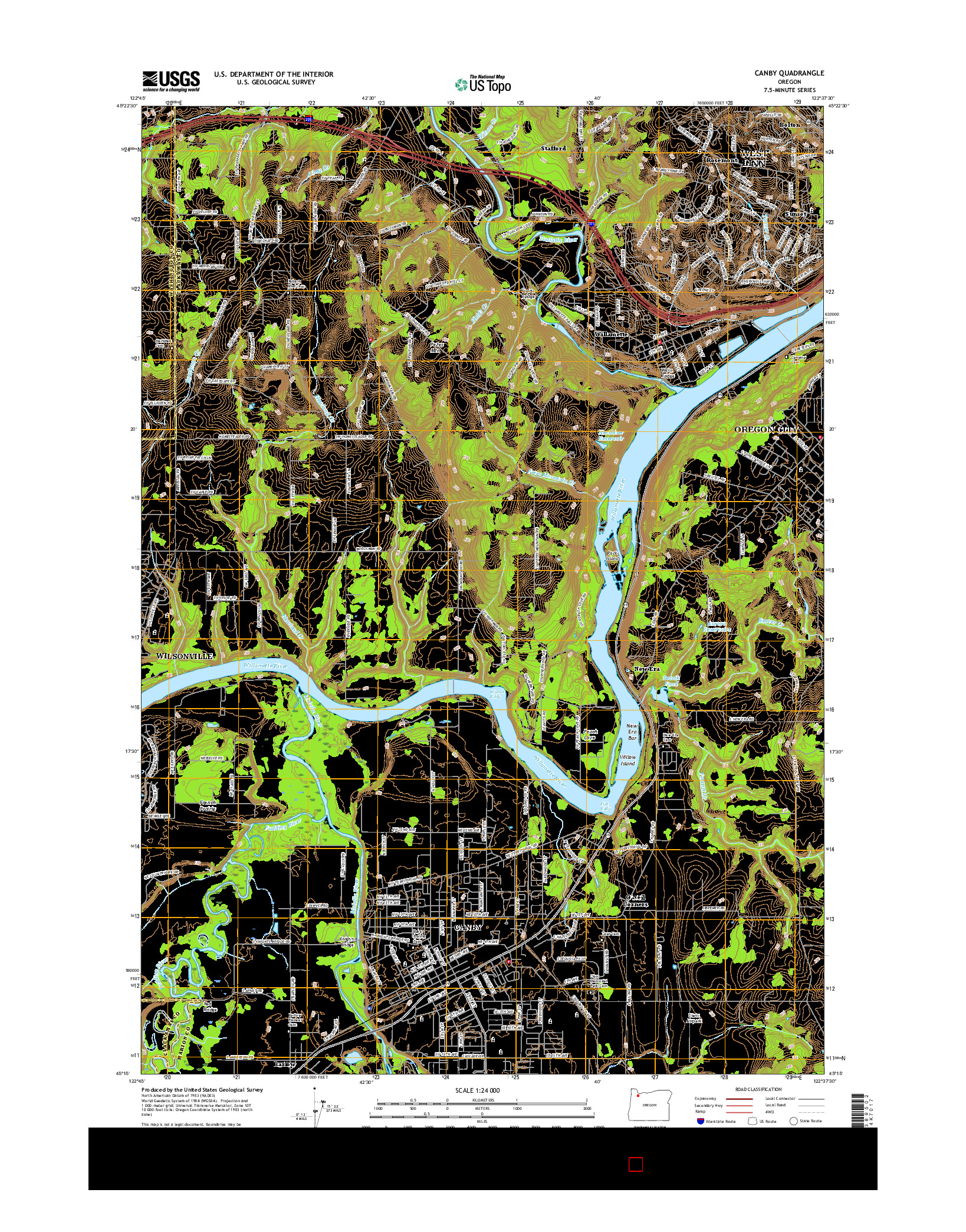 USGS US TOPO 7.5-MINUTE MAP FOR CANBY, OR 2017