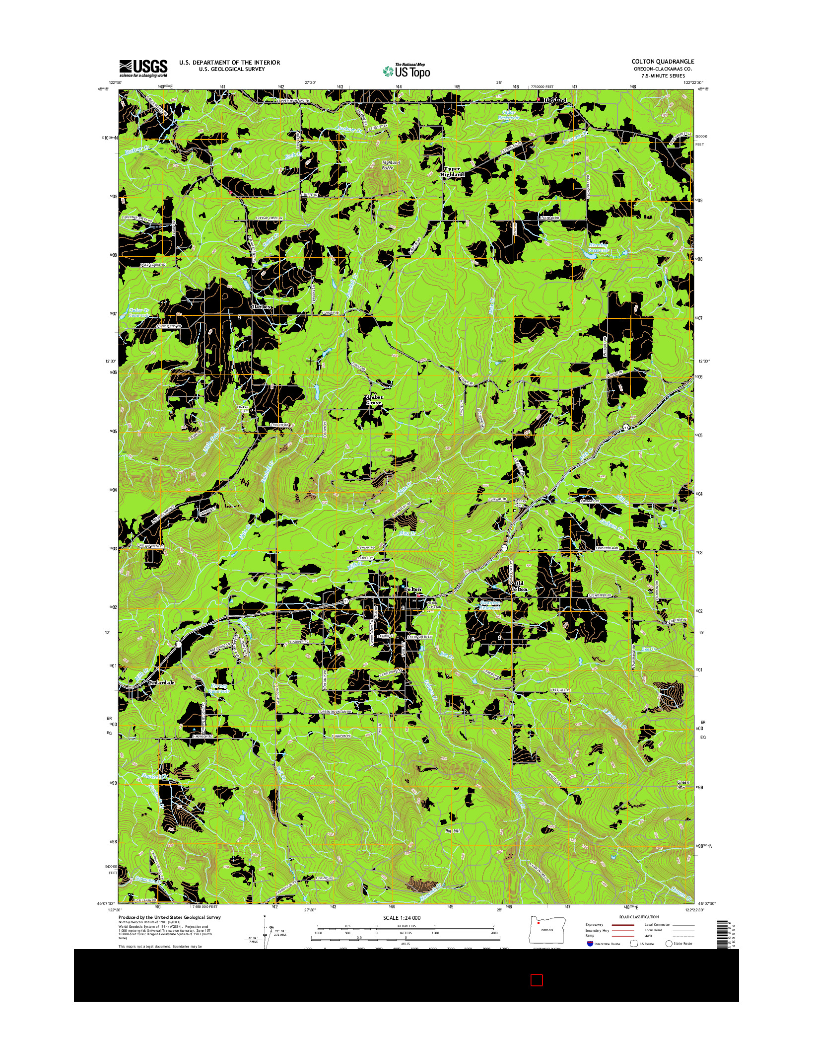 USGS US TOPO 7.5-MINUTE MAP FOR COLTON, OR 2017