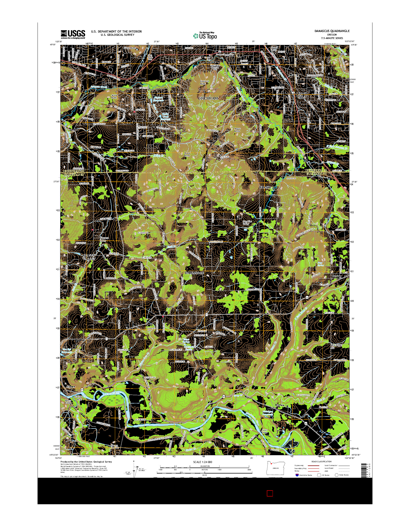 USGS US TOPO 7.5-MINUTE MAP FOR DAMASCUS, OR 2017