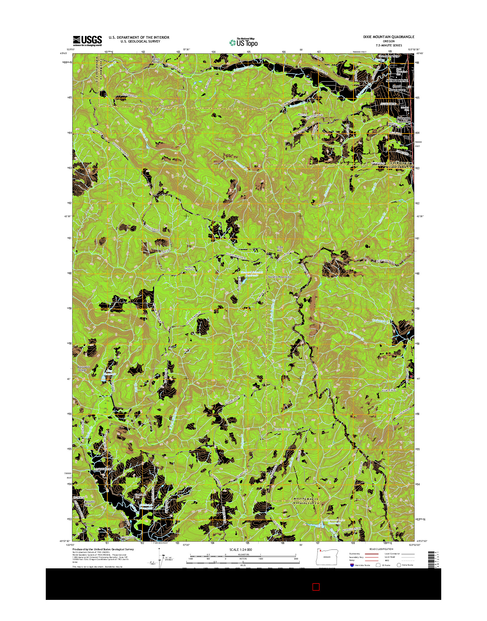 USGS US TOPO 7.5-MINUTE MAP FOR DIXIE MOUNTAIN, OR 2017