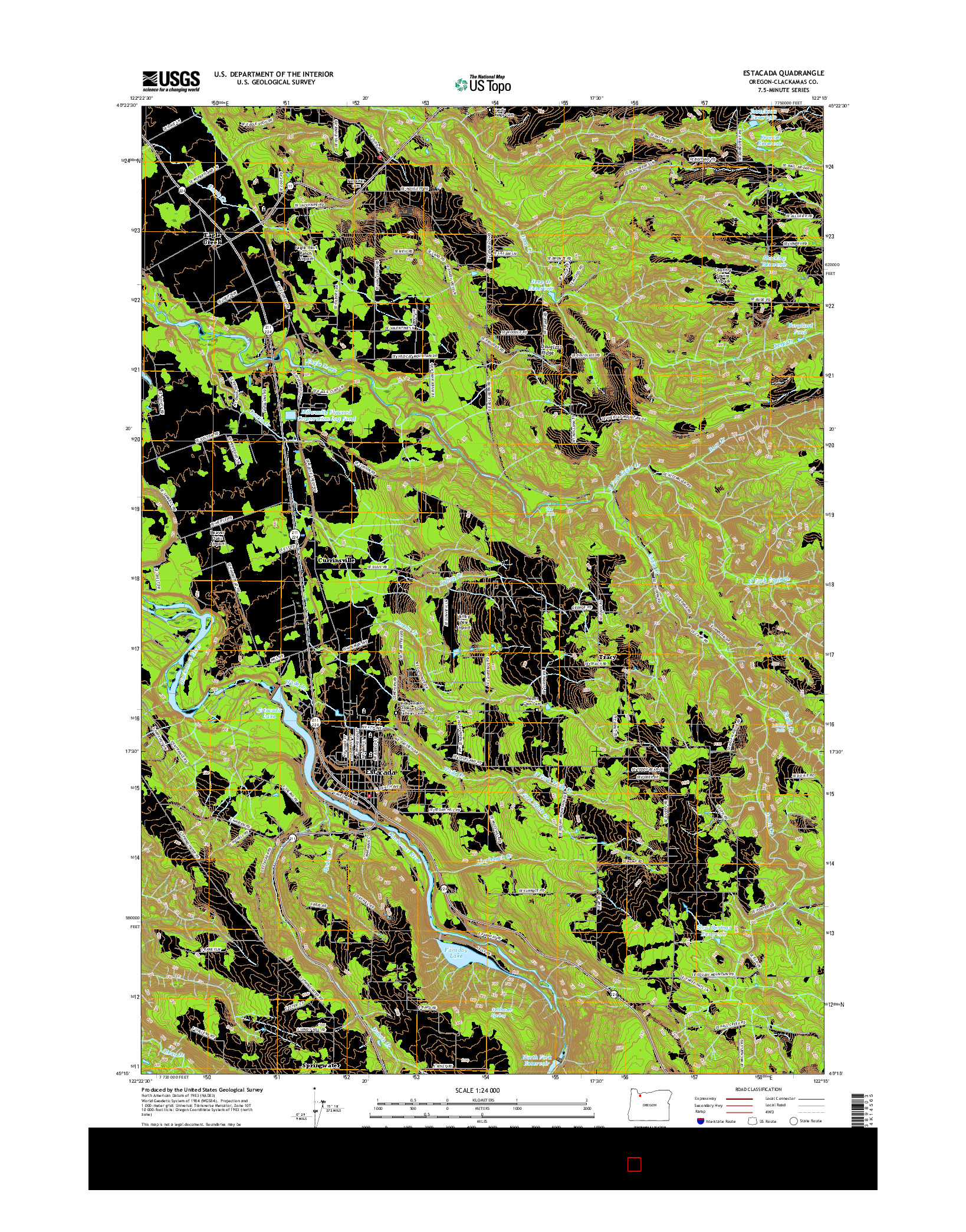 USGS US TOPO 7.5-MINUTE MAP FOR ESTACADA, OR 2017