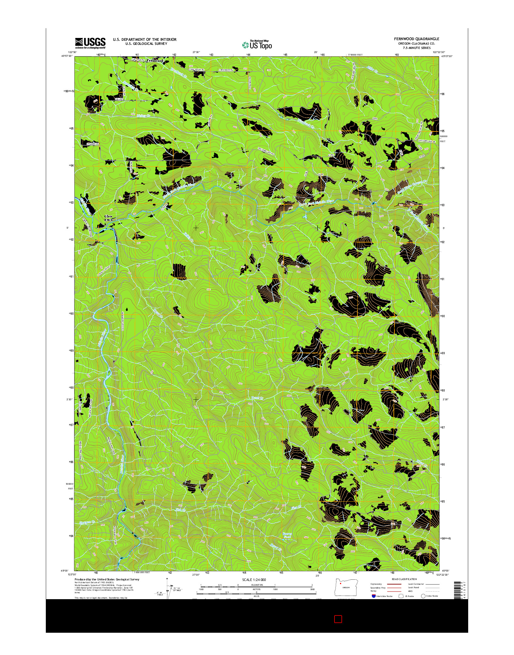 USGS US TOPO 7.5-MINUTE MAP FOR FERNWOOD, OR 2017