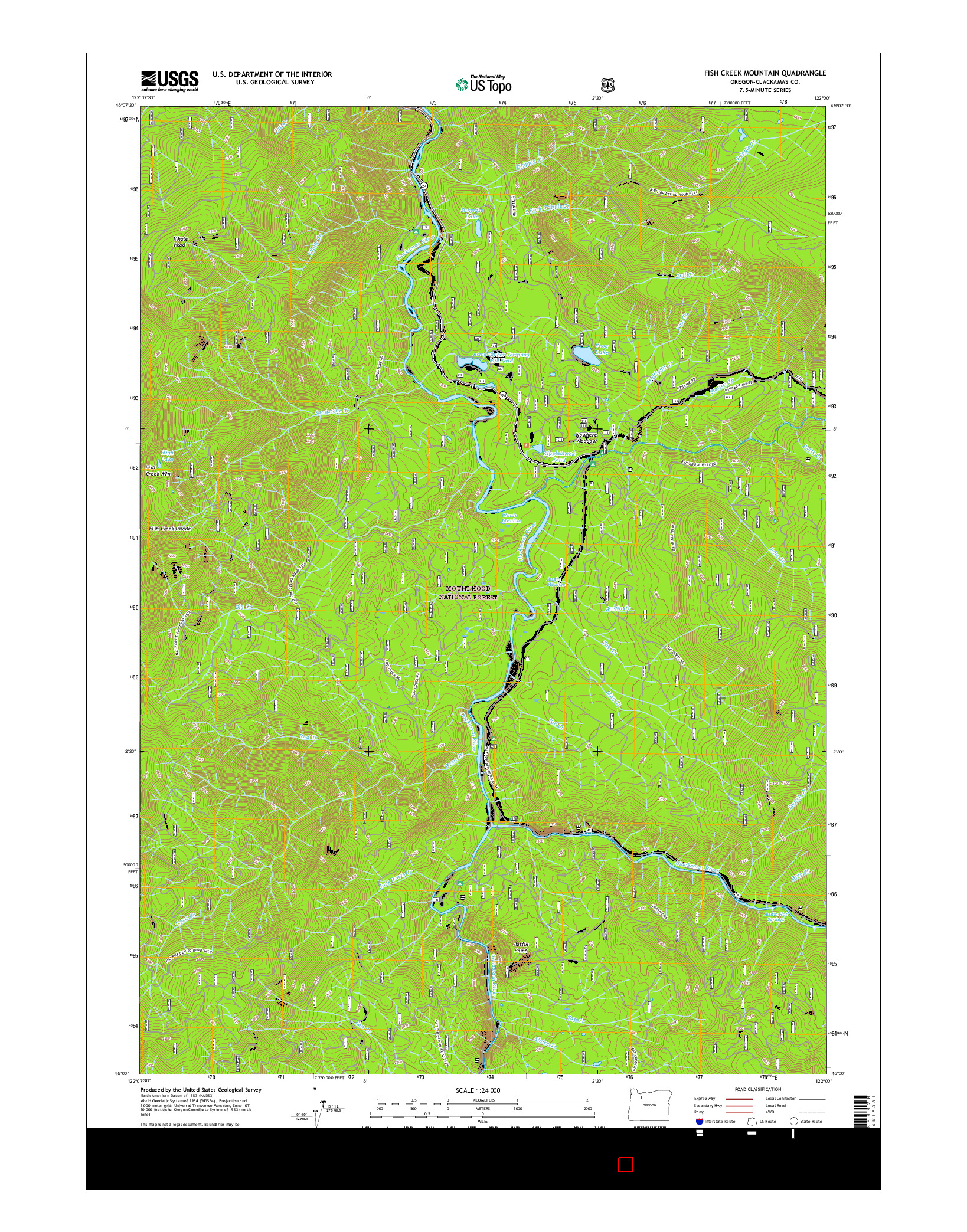 USGS US TOPO 7.5-MINUTE MAP FOR FISH CREEK MOUNTAIN, OR 2017