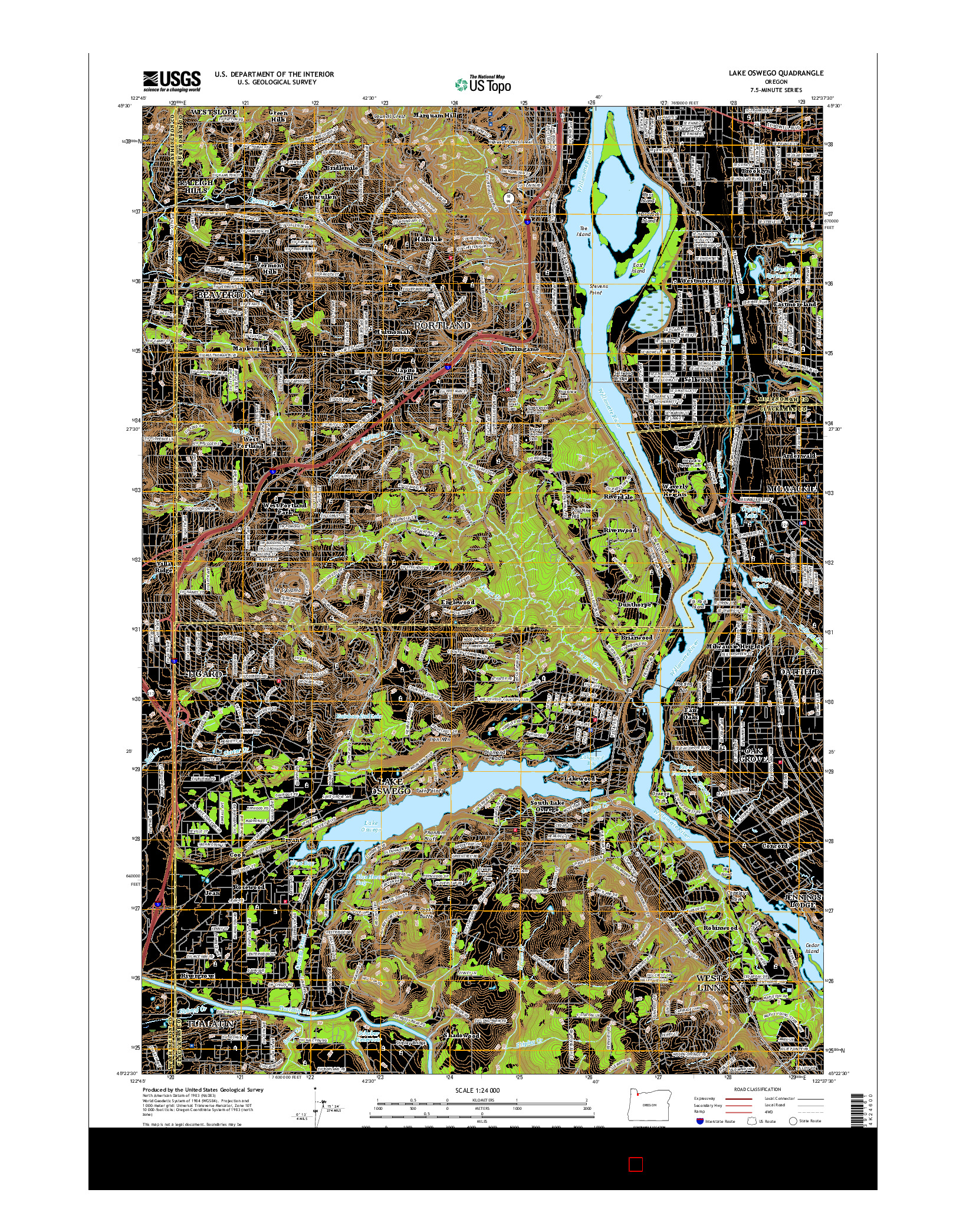 USGS US TOPO 7.5-MINUTE MAP FOR LAKE OSWEGO, OR 2017