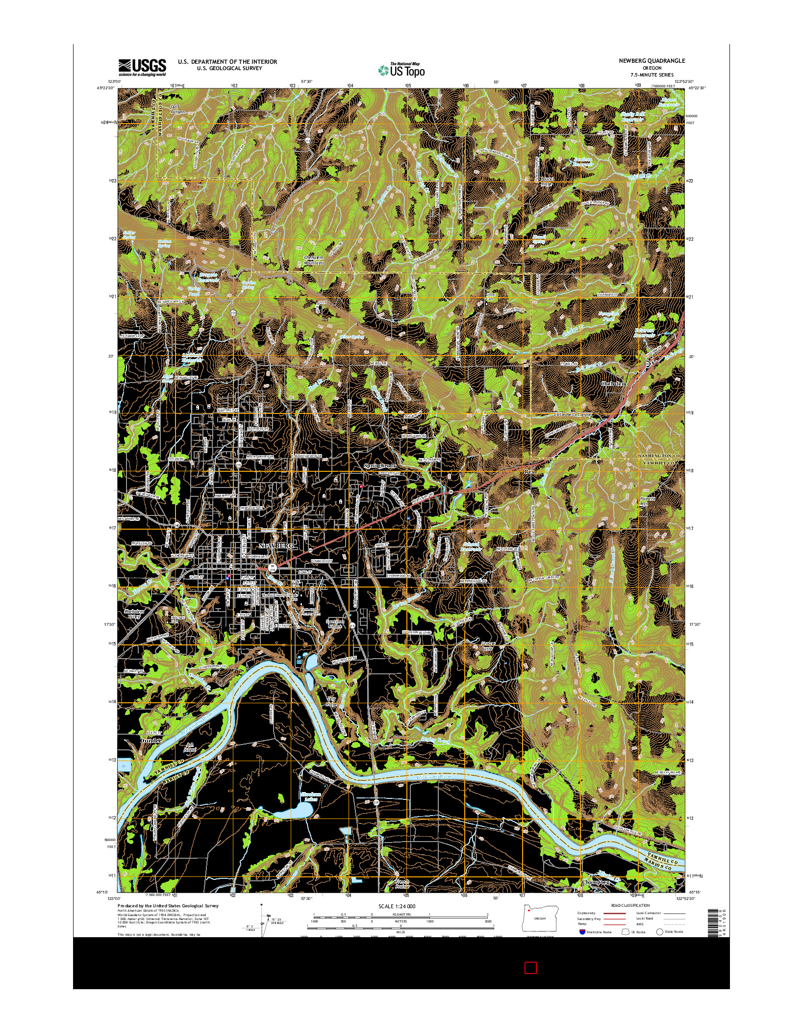 USGS US TOPO 7.5-MINUTE MAP FOR NEWBERG, OR 2017