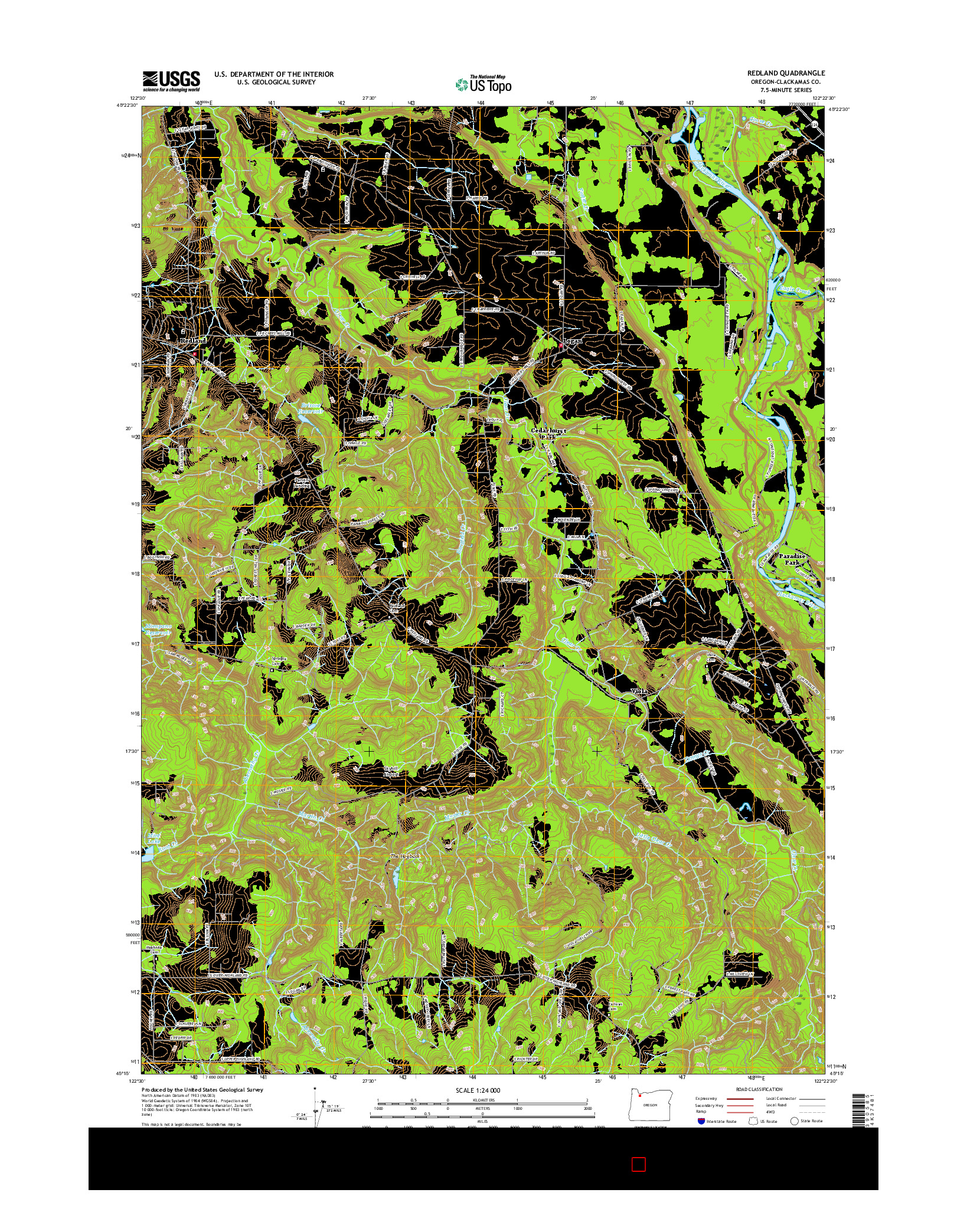 USGS US TOPO 7.5-MINUTE MAP FOR REDLAND, OR 2017