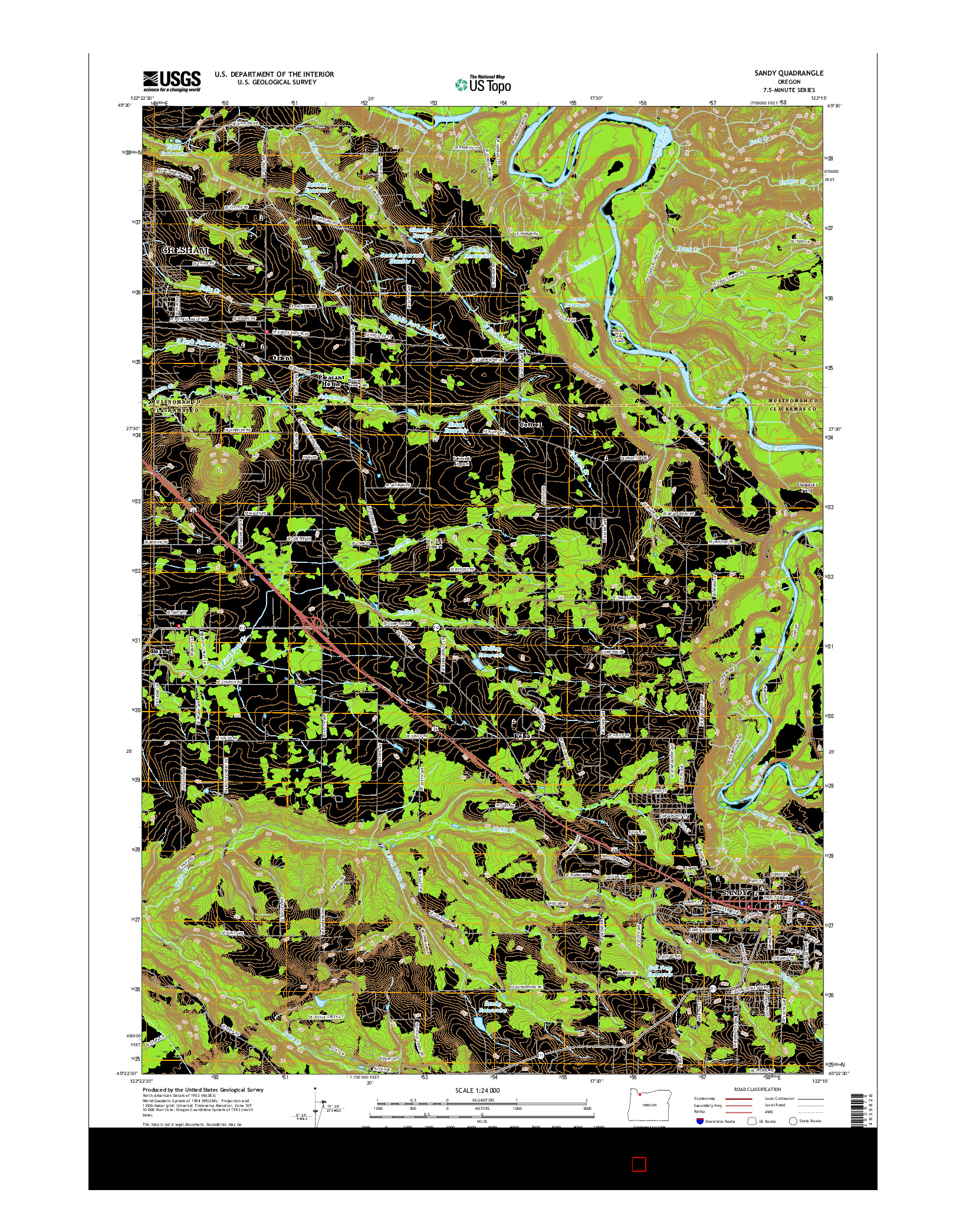 USGS US TOPO 7.5-MINUTE MAP FOR SANDY, OR 2017