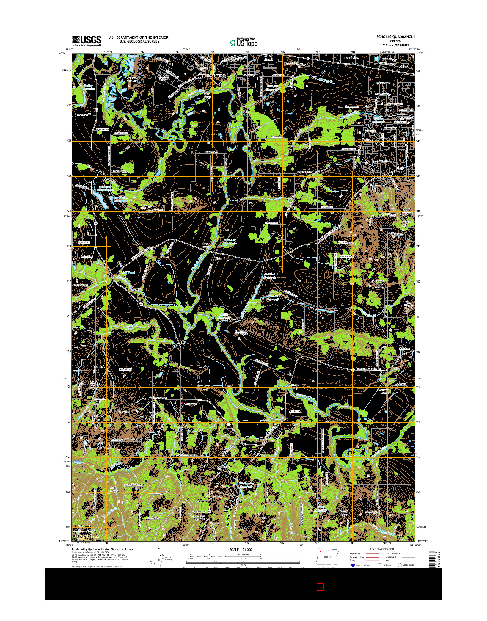 USGS US TOPO 7.5-MINUTE MAP FOR SCHOLLS, OR 2017