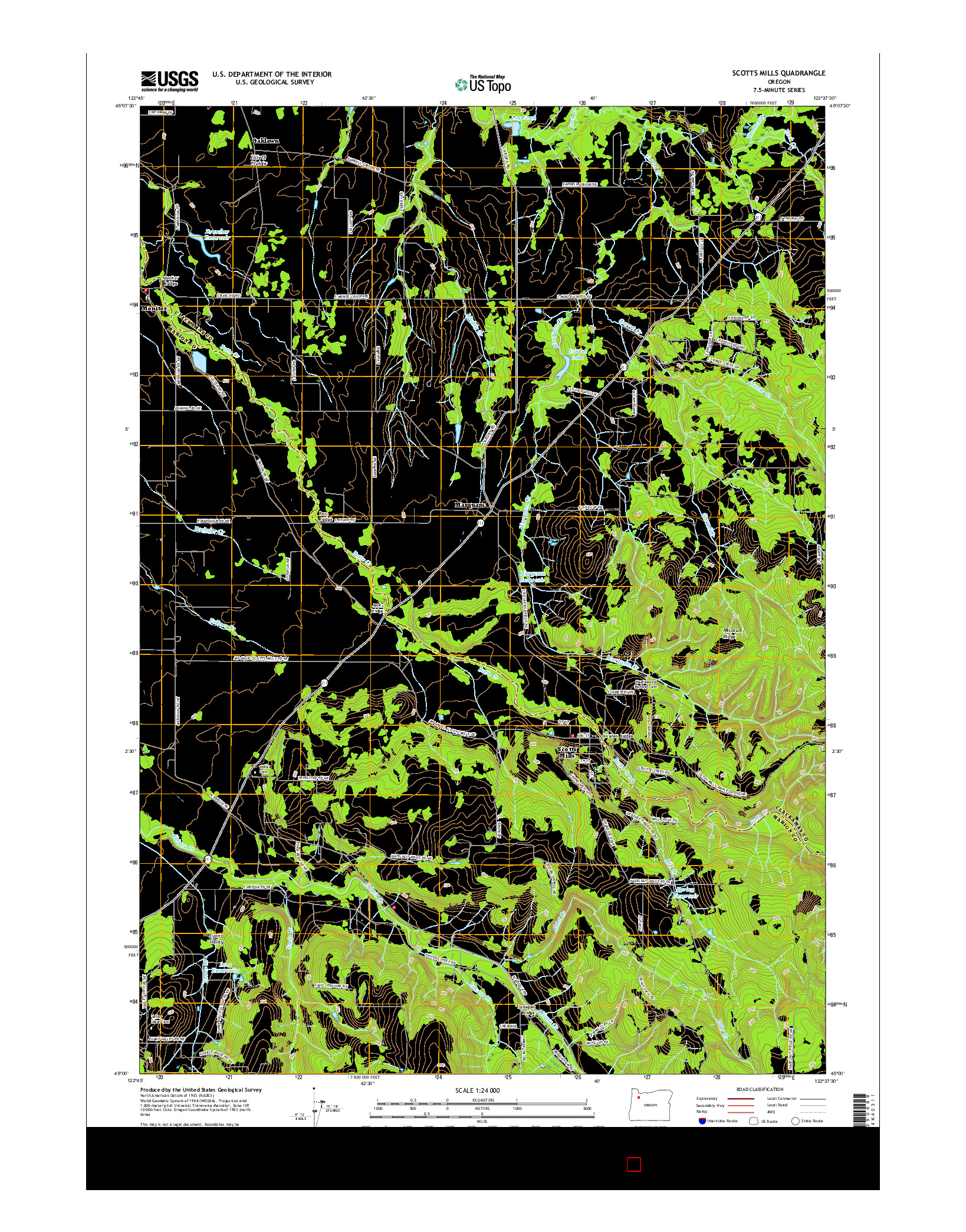 USGS US TOPO 7.5-MINUTE MAP FOR SCOTTS MILLS, OR 2017