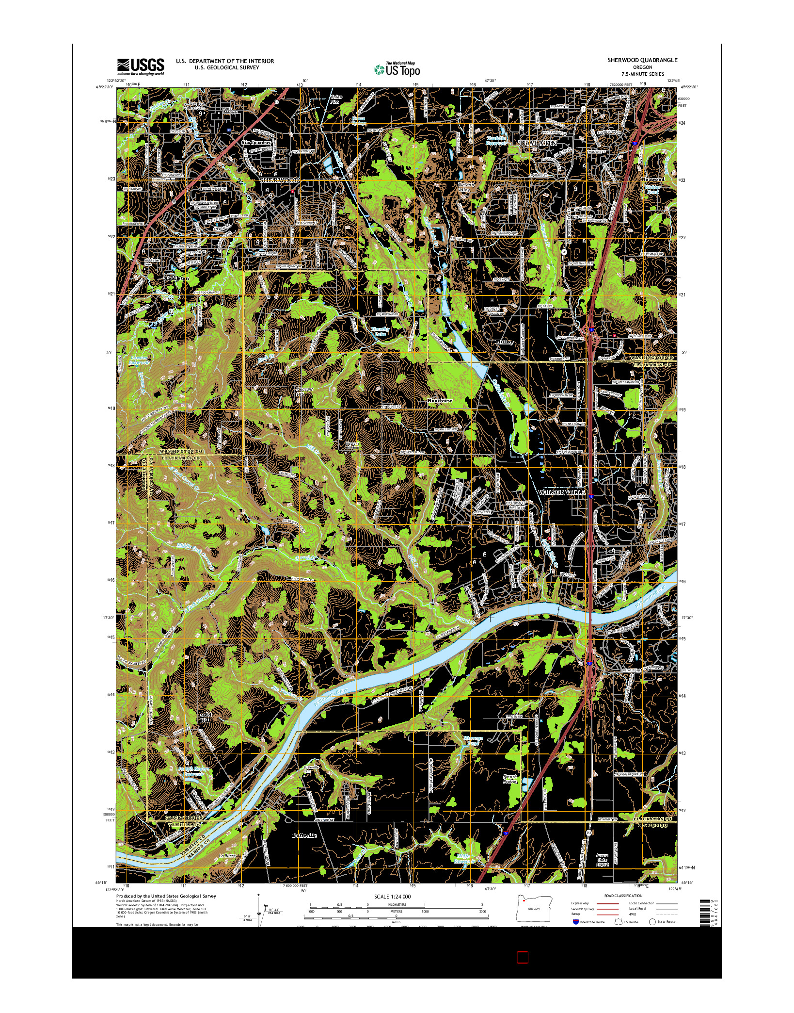 USGS US TOPO 7.5-MINUTE MAP FOR SHERWOOD, OR 2017