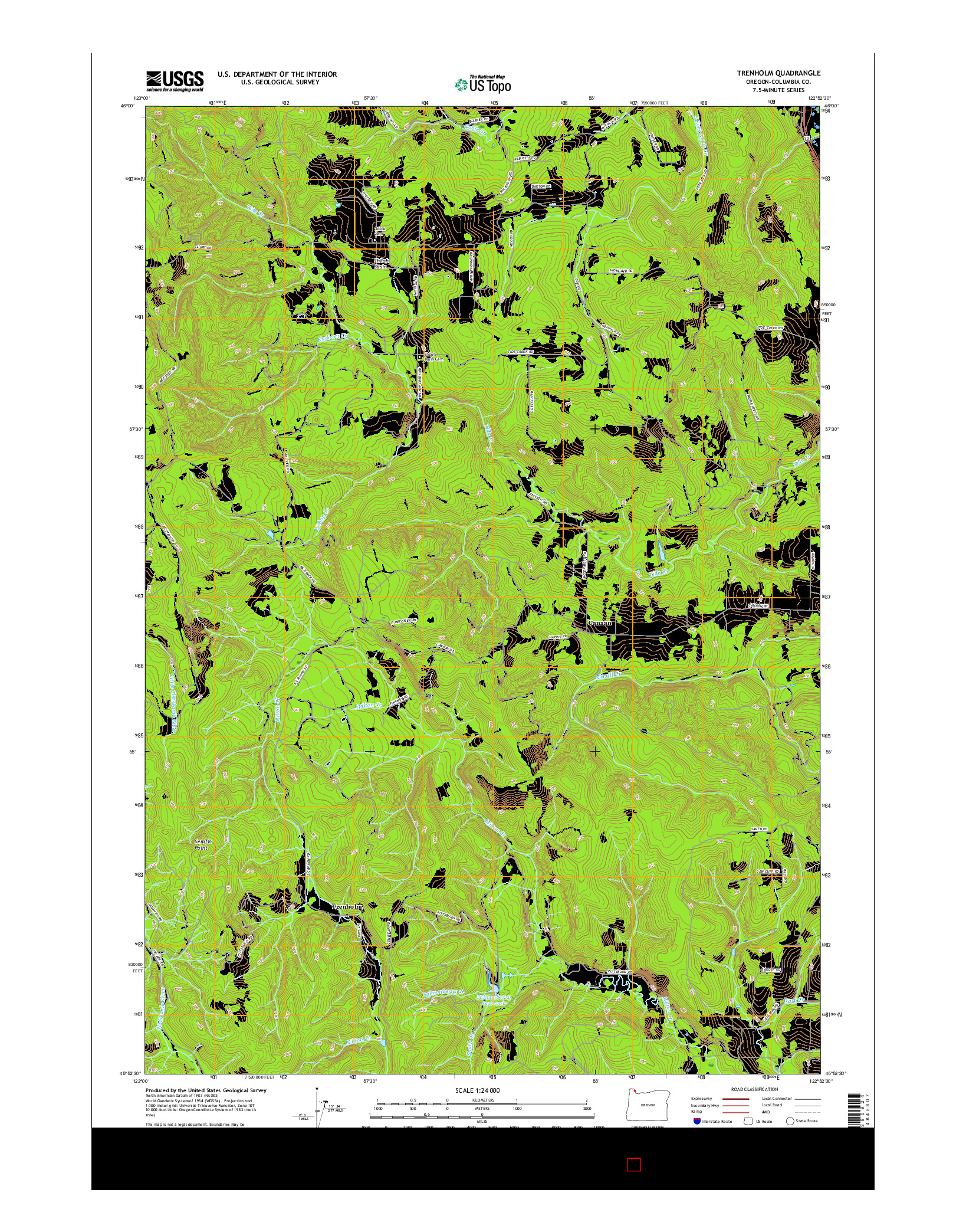 USGS US TOPO 7.5-MINUTE MAP FOR TRENHOLM, OR 2017