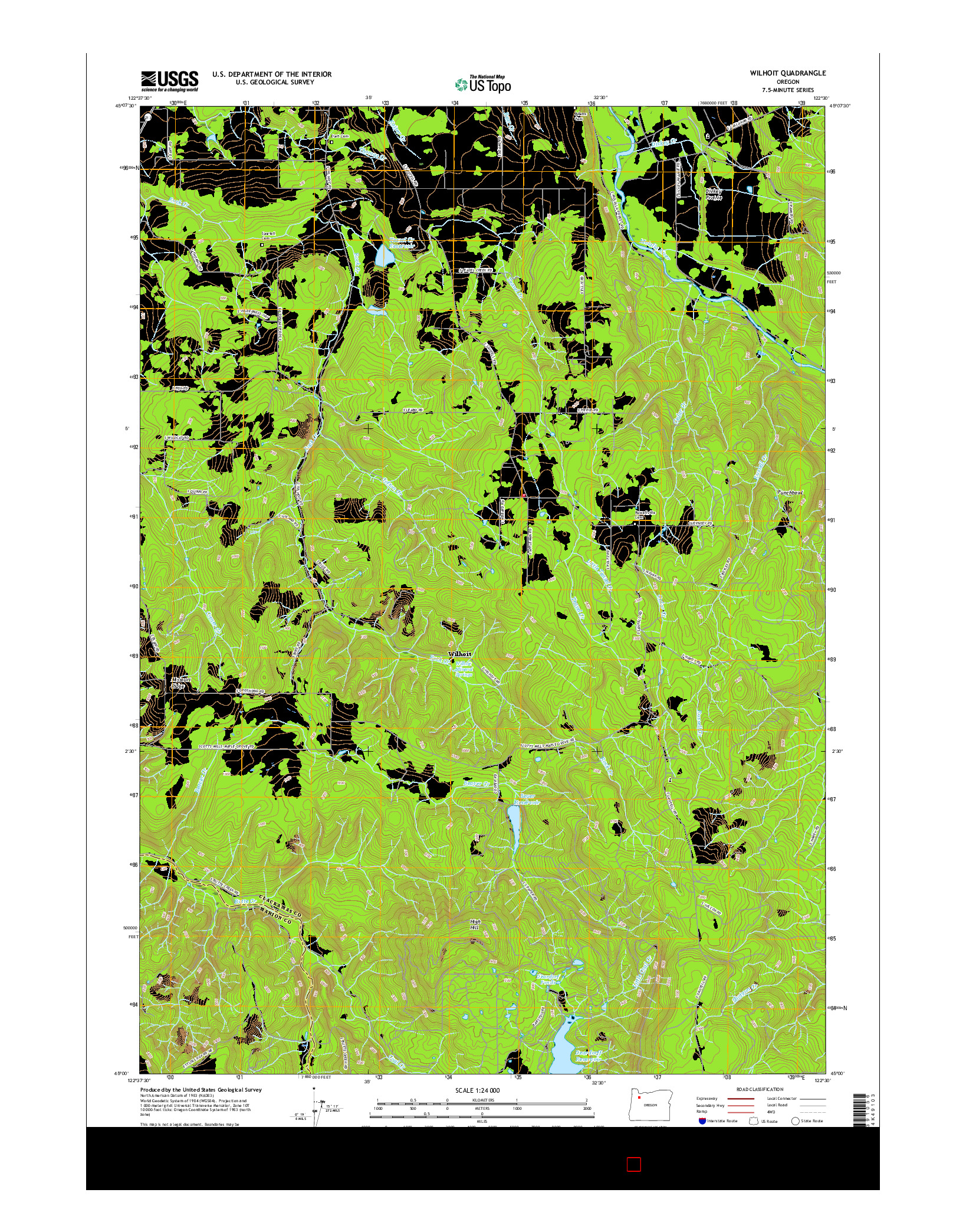 USGS US TOPO 7.5-MINUTE MAP FOR WILHOIT, OR 2017