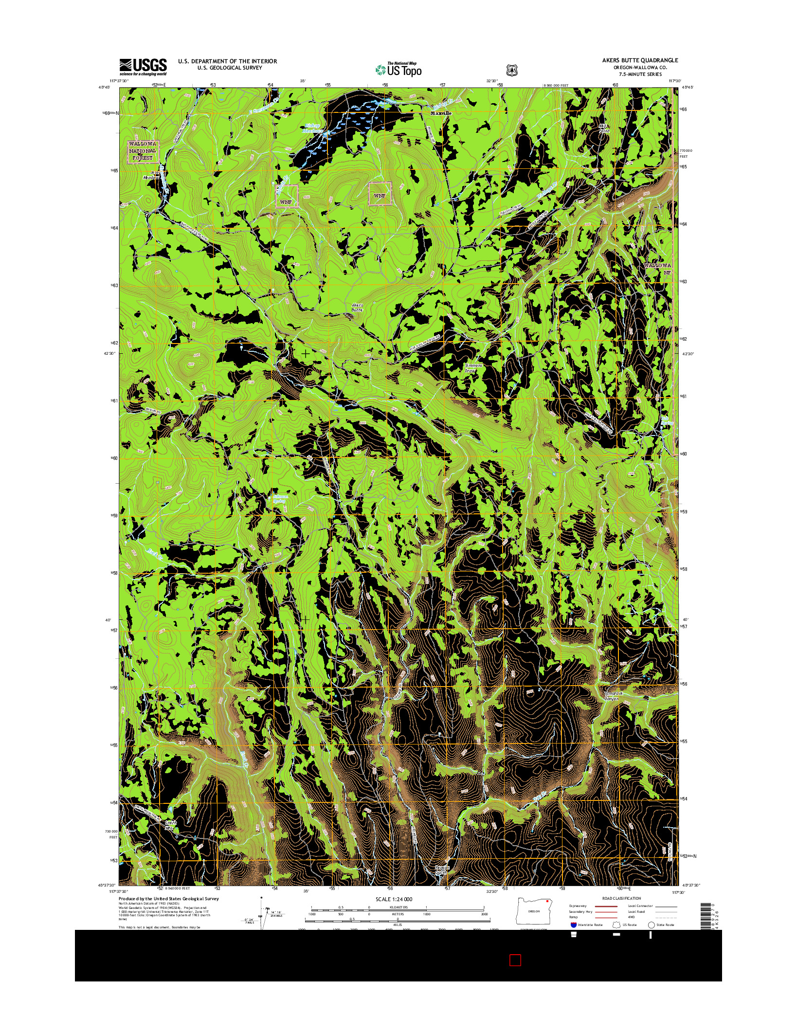 USGS US TOPO 7.5-MINUTE MAP FOR AKERS BUTTE, OR 2017