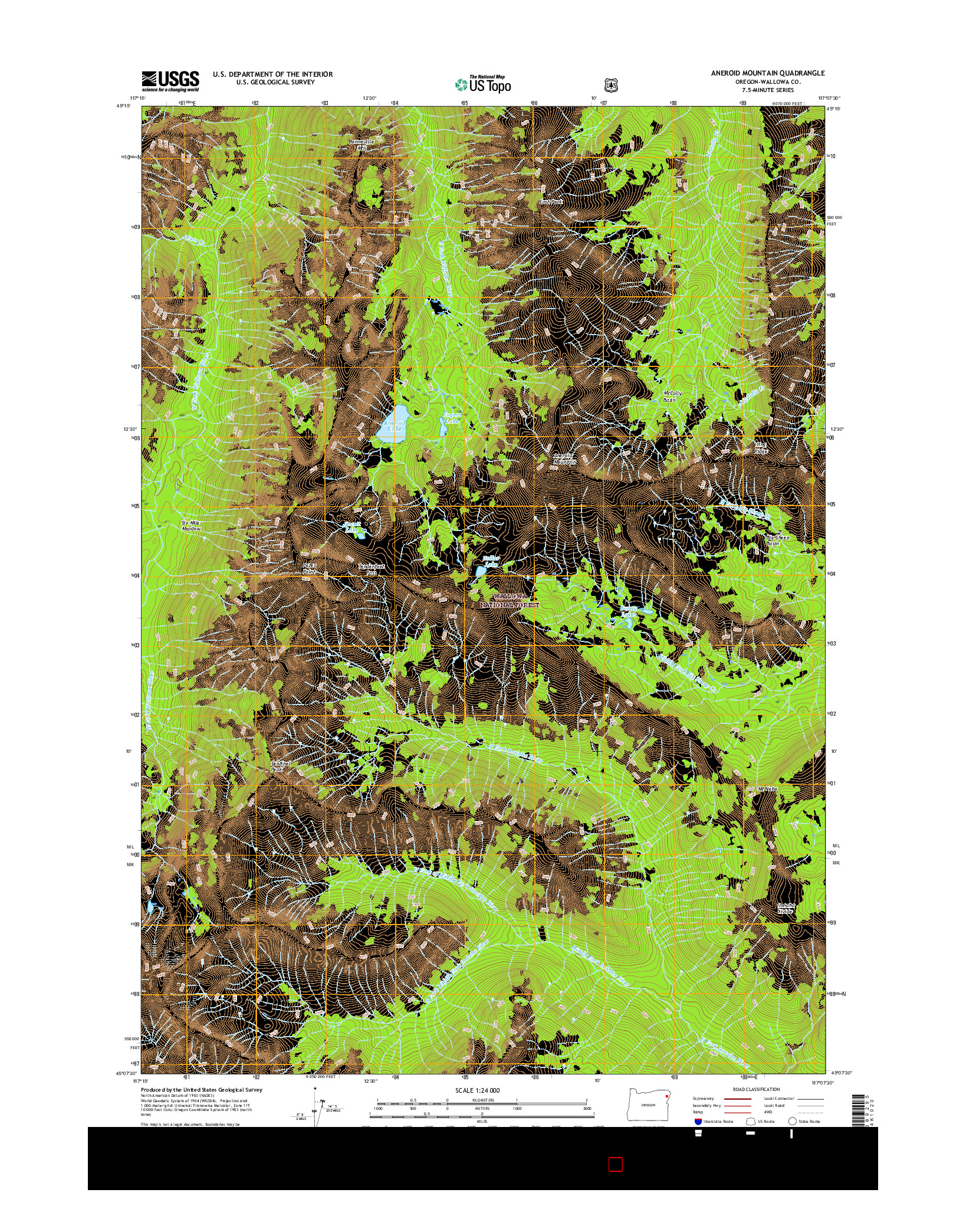 USGS US TOPO 7.5-MINUTE MAP FOR ANEROID MOUNTAIN, OR 2017