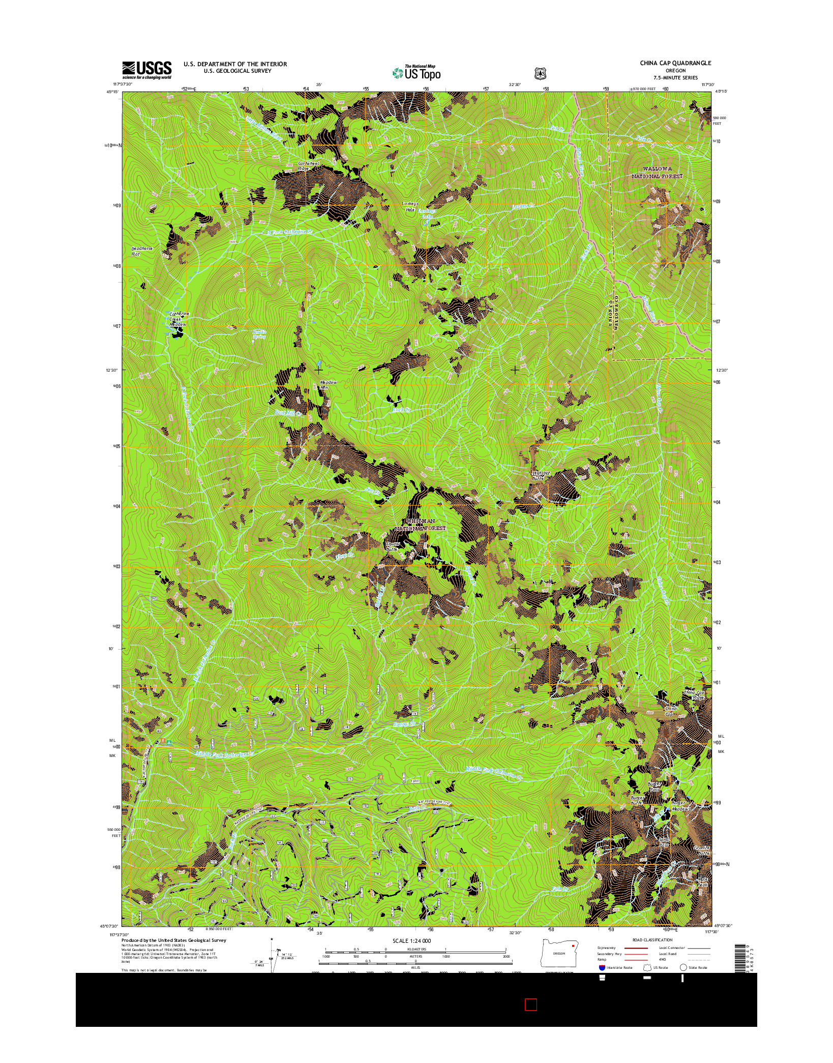 USGS US TOPO 7.5-MINUTE MAP FOR CHINA CAP, OR 2017