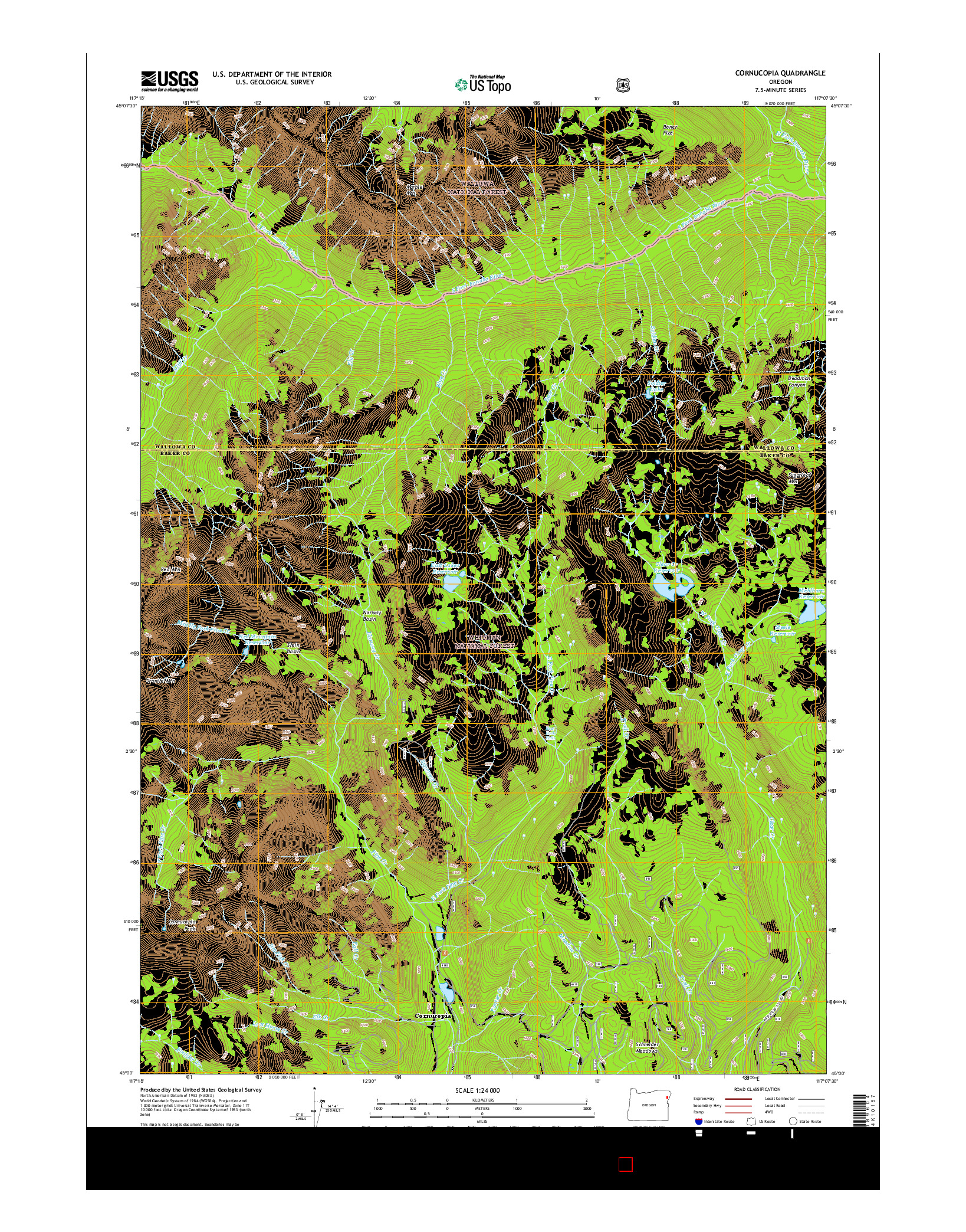 USGS US TOPO 7.5-MINUTE MAP FOR CORNUCOPIA, OR 2017
